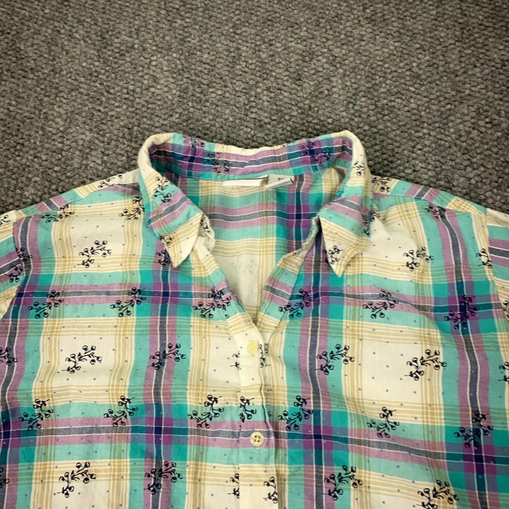 Vintage Bend Over Womens Shirt 3X Beige Plaid Cotton 3/4 Sleeve Button-Up Casual Party/Cocktail Travel Vintage No Size XXL / US 16-18 / IT 52-54 - 3 Thumbnail