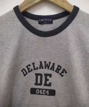Vintage Uniqlo "Delaware DE" Heather Gray Ringer Graphic T-Shirt Size US S / EU 44-46 / 1 - 4 Thumbnail