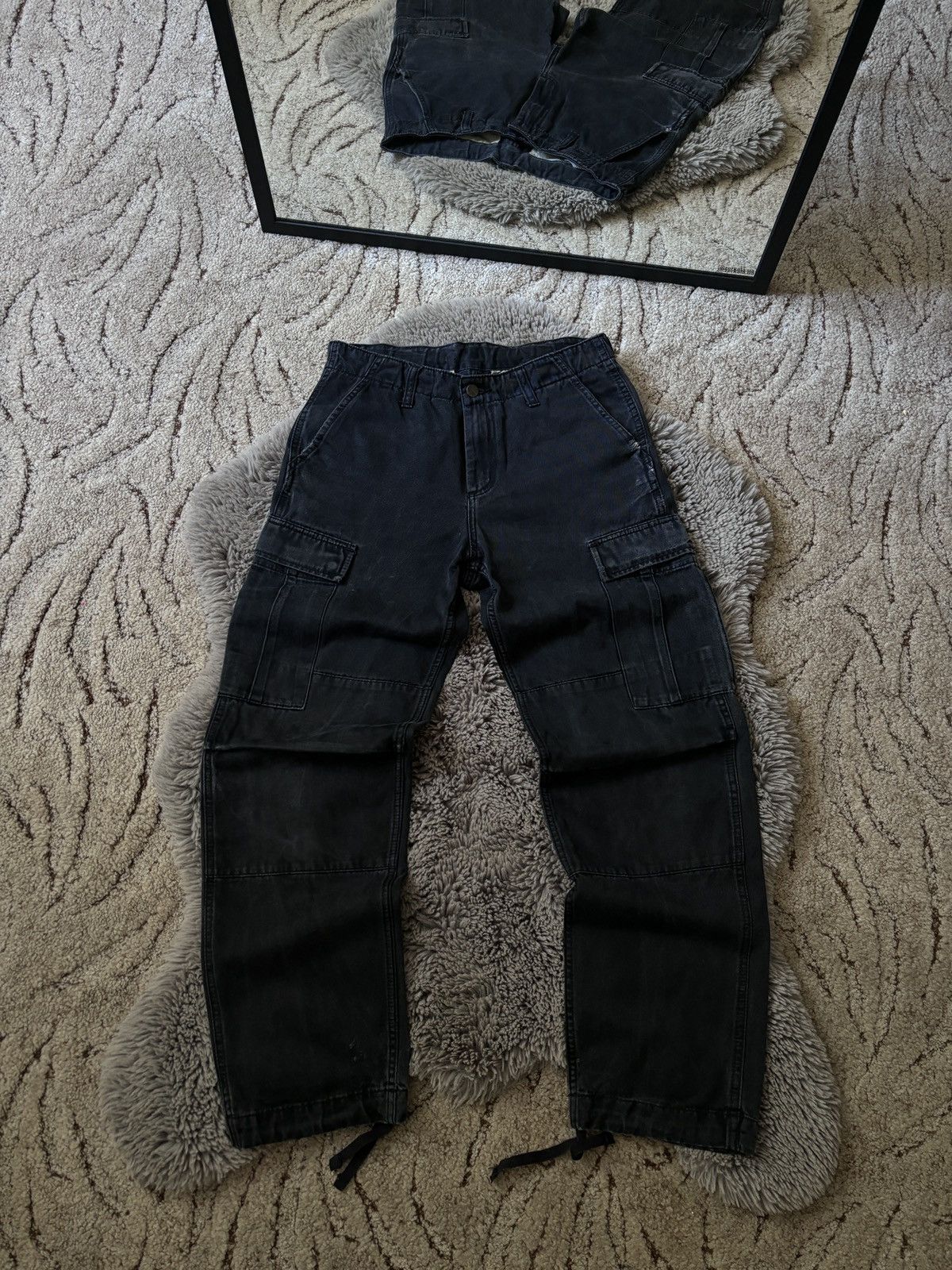 Carhartt × Vintage Carhartt WIP pants distressed / faded cargo black trousers Size US 30 / EU 46 - 2 Thumbnail