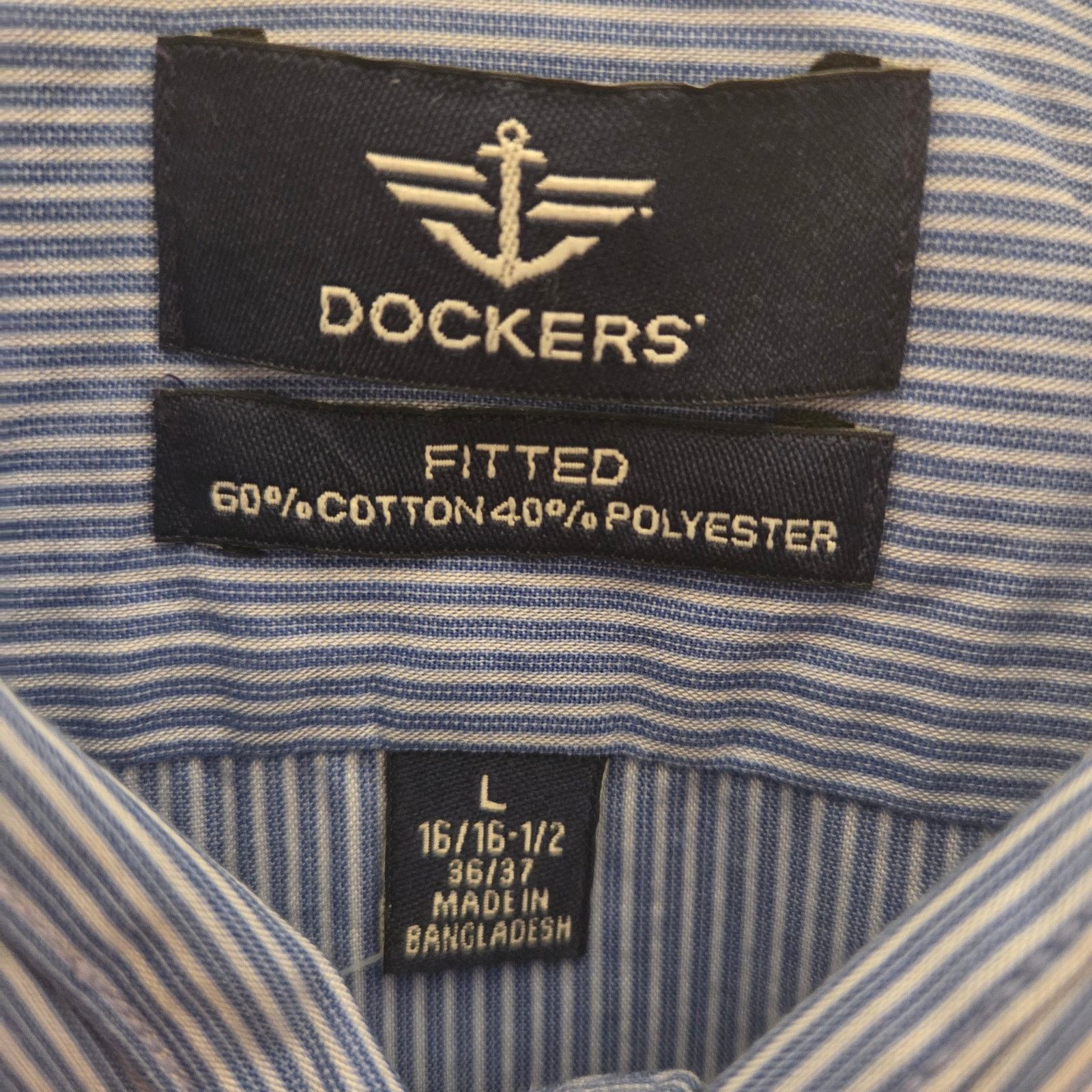 Dockers Dockers Men's Large Blue Striped Button-Up Dress Shirt Size US L / EU 52-54 / 3 - 5 Thumbnail