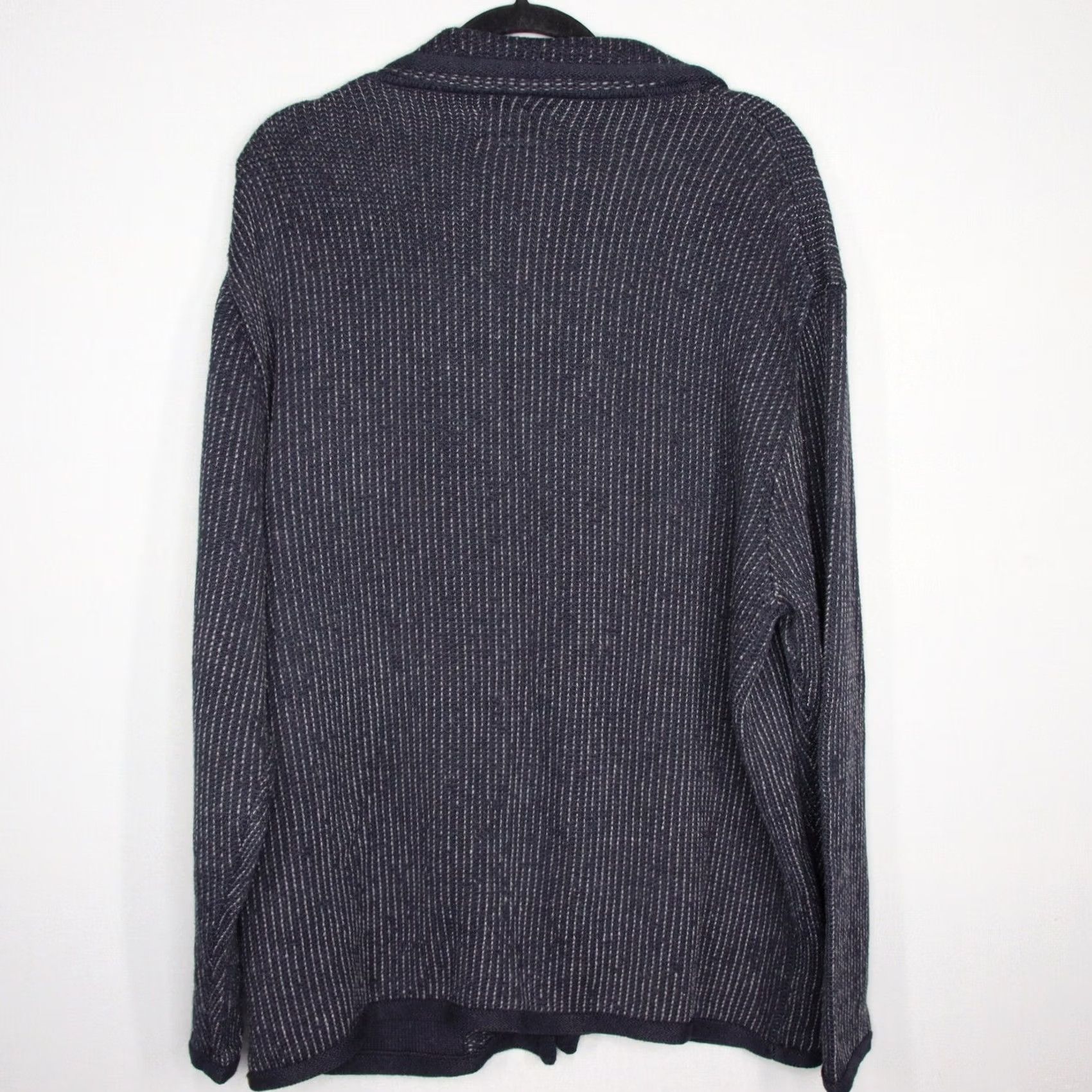 Brixton Brixton Powell Cardigan Sweater Mens XXL Navy Blue Knit Button Front Pockets Striped Casual Vintage-Style Knitwear Size US XXL / EU 58 / 5 - 7 Thumbnail