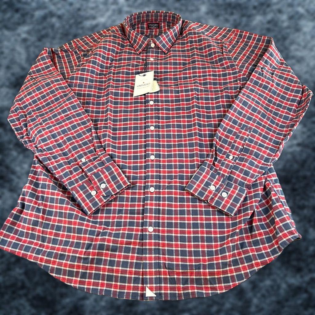 UNTUCKit UNTUCKit Flannel Shirt Plaid Long Sleeve Button Up Mens XXXXL Tall Red NWT Shirt Size US XXL / EU 58 / 5 - 1 Thumbnail