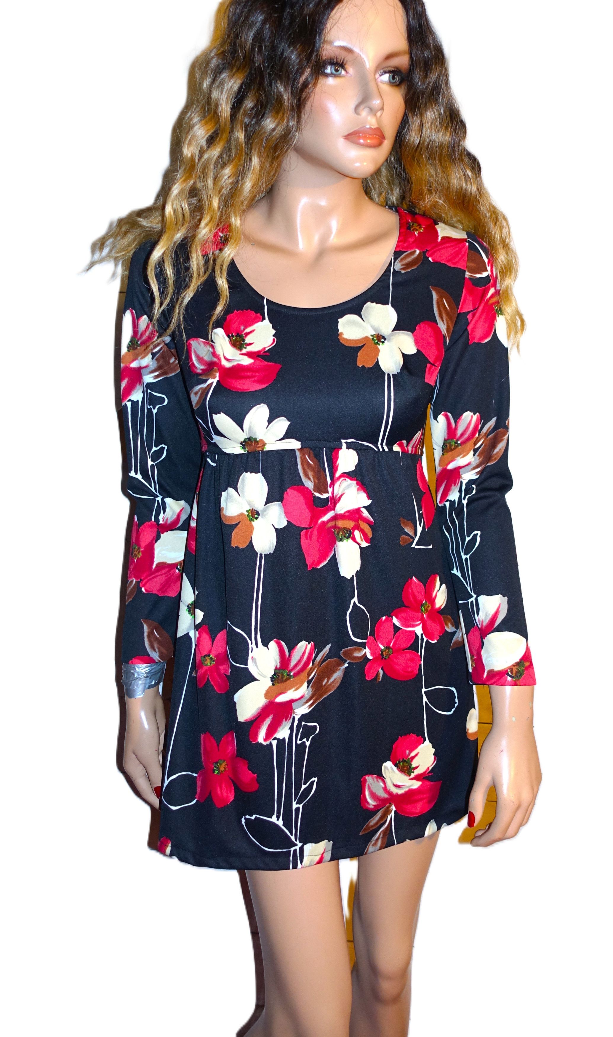 Vintage Vintage Black Red Floral Boho Dress S Size S / US 4 / IT 40 - 2 Thumbnail