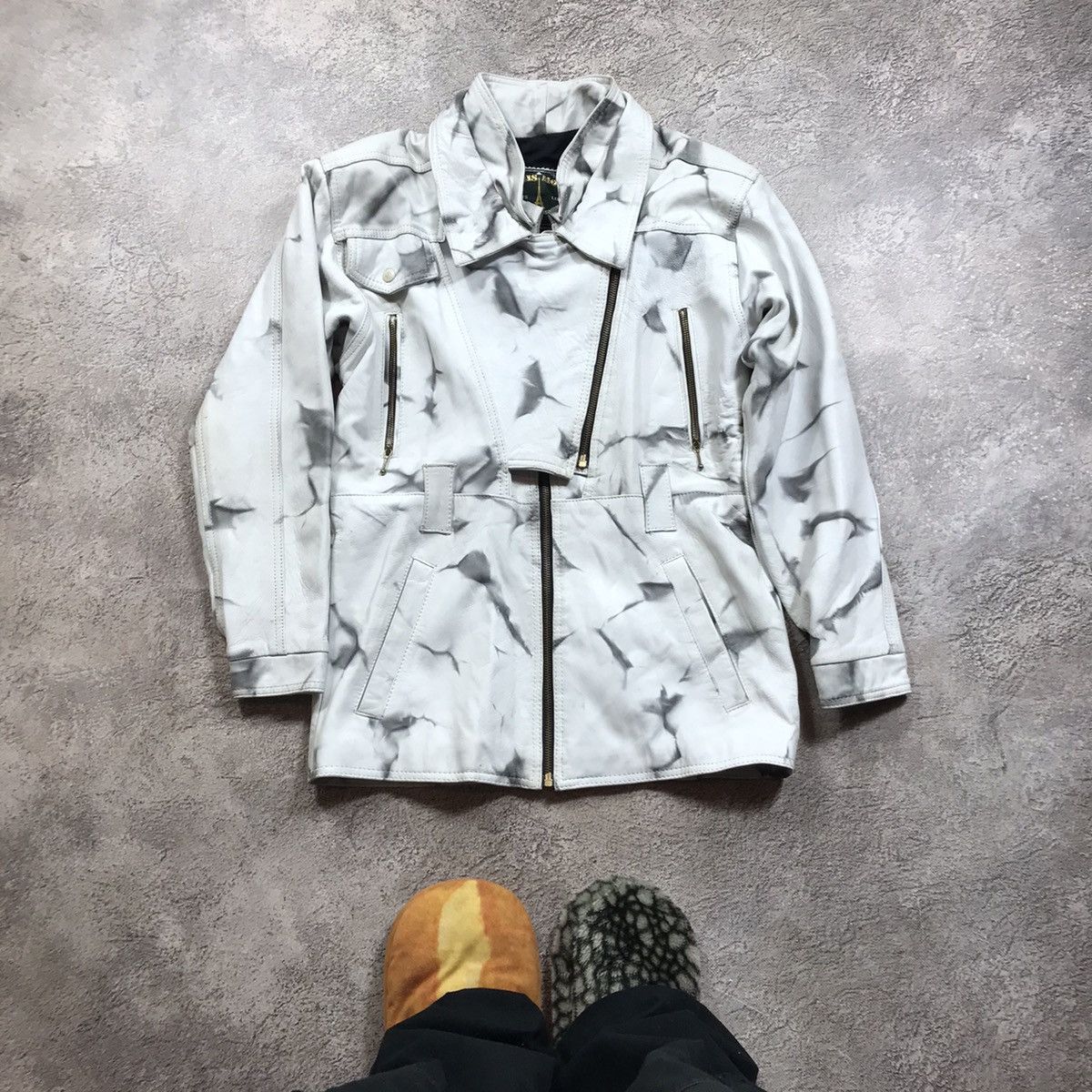 VINTAGE Y2K LEATHER JACKET NAPOLEON STYLE STREETWEAR 90s