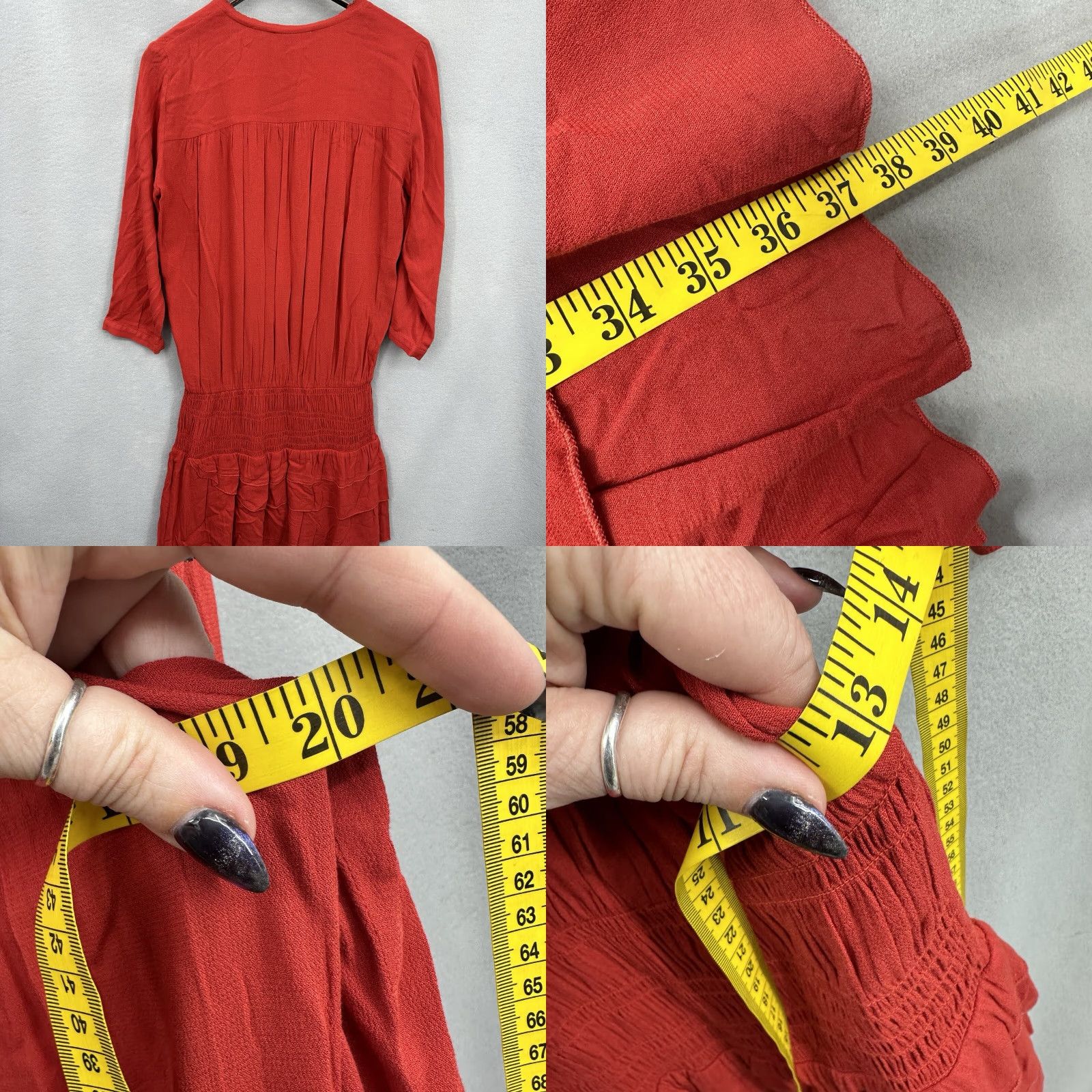 ba&sh ba&sh Dress Women Mini 0 Tomato Red V-Neck Long Sleeve Puff Sleeve Chiffon Layered Indie Bohemian Designer 90s Theme Mens? Size S / US 4 / IT 40 - 8 Thumbnail