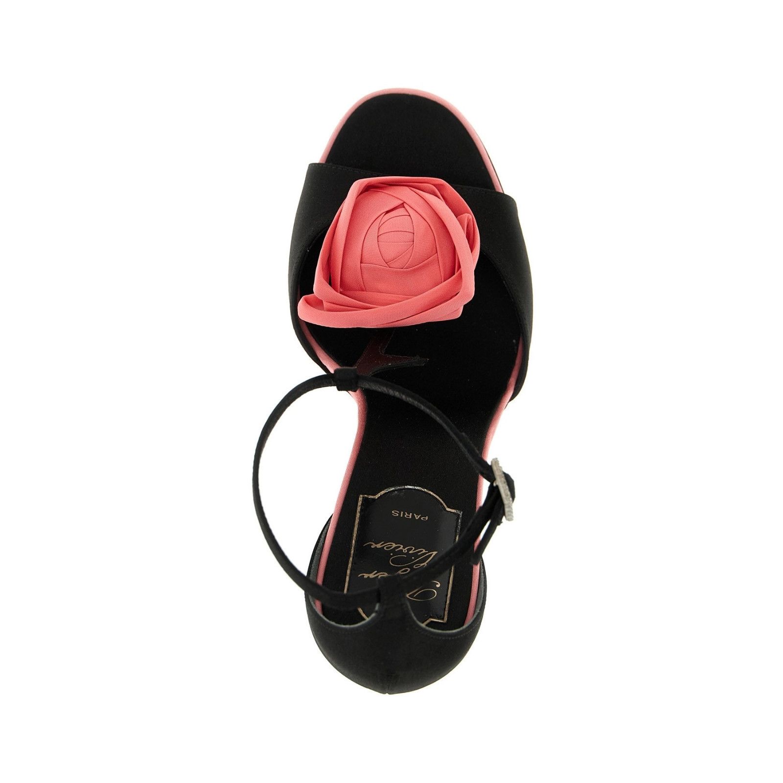 ROGER VIVIER Rose Vivier Black 100mm Heeled Sandals New & Au