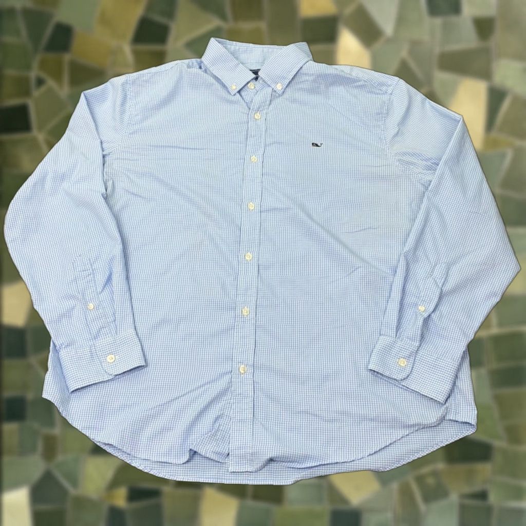 Vineyard Vines VINEYARD VINES Whale Shirt Mens XL Blue Check Long Sleeve Embroidered Button-Up Size US XL / EU 56 / 4 - 1 Thumbnail
