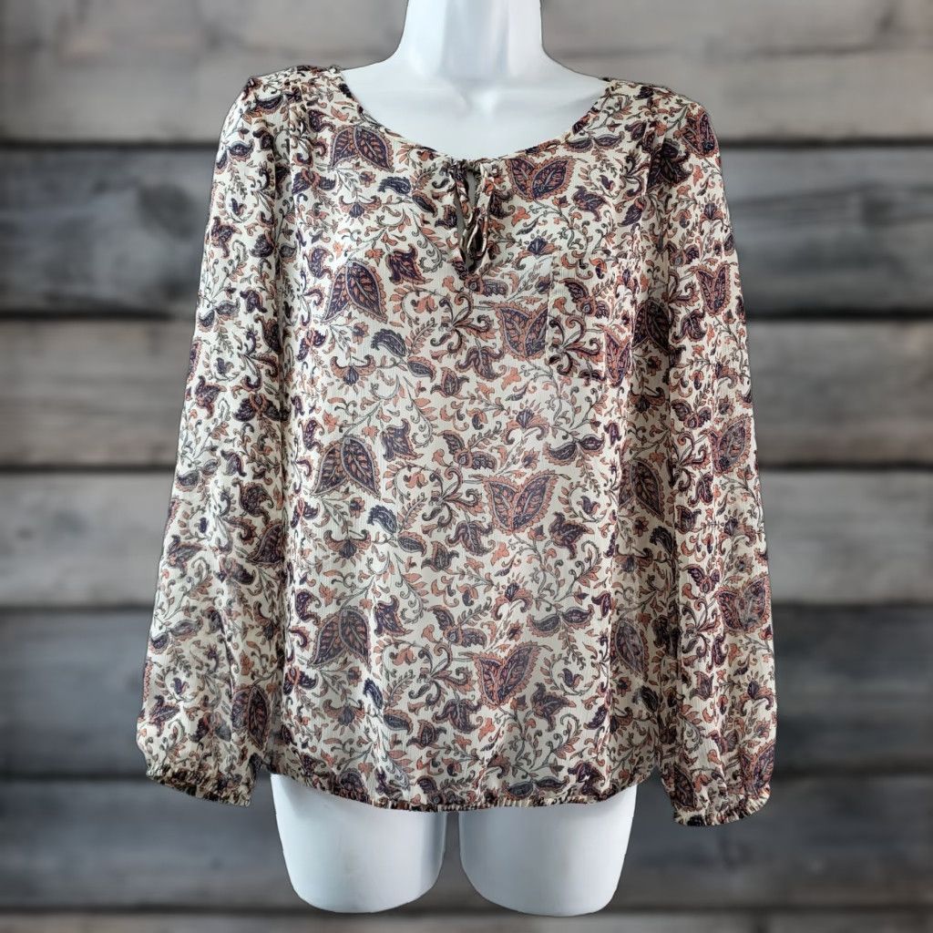Lucky Brand Lucky Brand Blouse Women Small Pink Floral Sheer Elastic Waist Shirt Women's Small Pink Floral Sheer Elastic Waist Lucky Brand Blouse Size S / US 4 / IT 40 - 1 Thumbnail