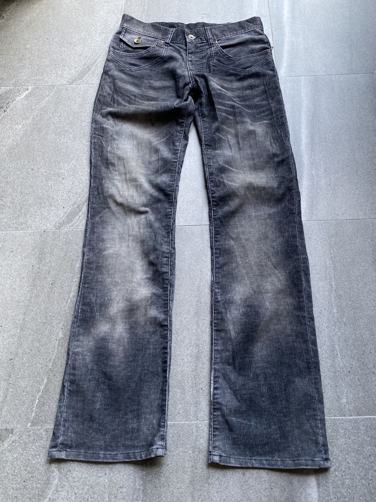 If Six Was Nine Semantic Design Faded Black Bootcut Corduroy Pants Size US 30 / EU 46 - 2 Thumbnail