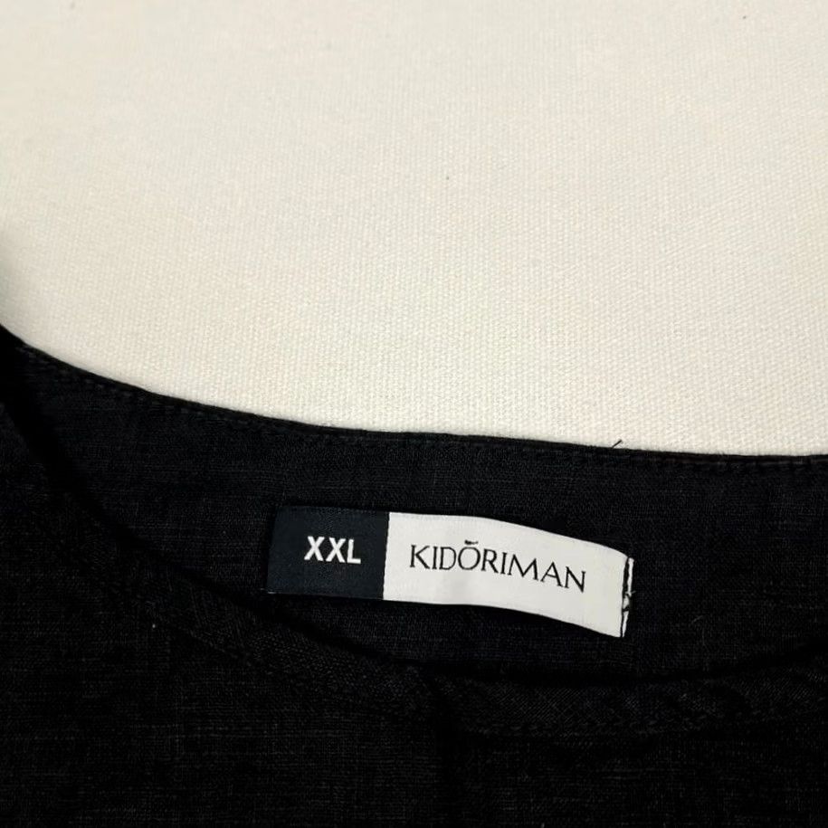 FLAX Kidoriman Blouse Womens 2XL 100% Linen Black Minimalist Lagenlook Boho Core Shirt Adult XXL Size XXL / US 16-18 / IT 52-54 - 2 Thumbnail