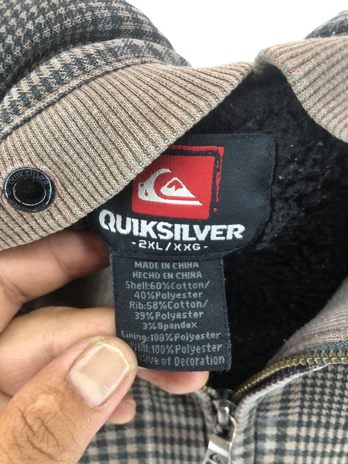 Quiksilver × Vintage Vintage Distressed Checkered Quiksilver Hoodie Size US XXL / EU 58 / 5 - 7 Thumbnail