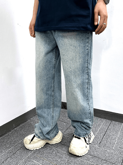 Japanese Brand × Jean Retro distressed straight loose trendy washed simple jeans Size US 32 / EU 48 - 3 Thumbnail
