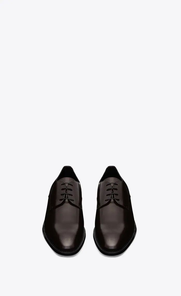 Saint Laurent Paris o1b1hav110526 754753 Adrien Derbies in Smooth Leather Shoes Size US 12 / EU 45 - 2 Thumbnail