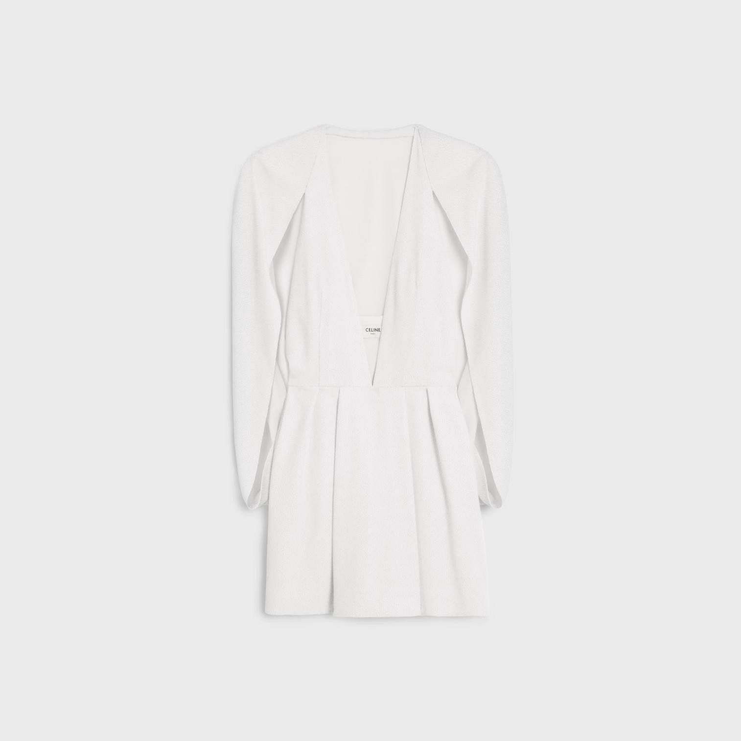 Celine o1w1db11124 Back Cape Studed SableTulip Mini Dress in White Size XS / US 0-2 / IT 36-38 - 1 Thumbnail