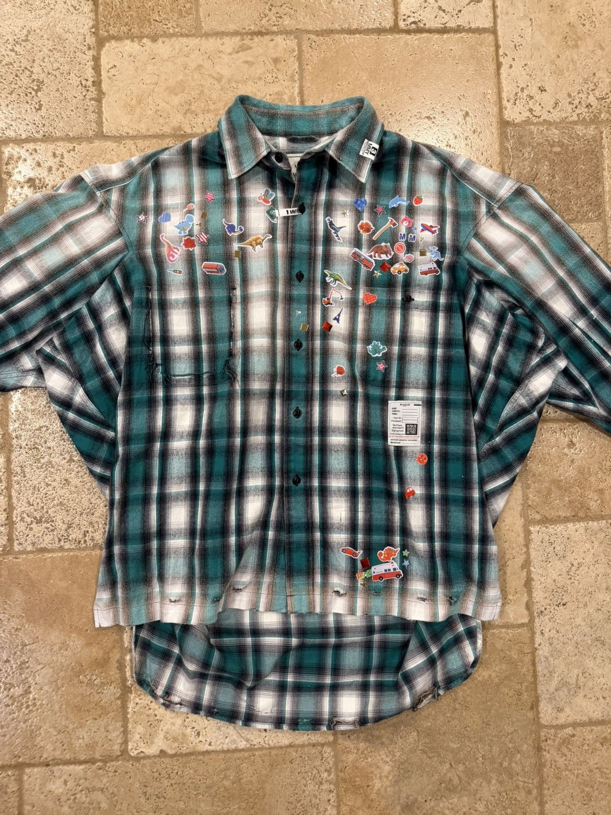 Maison MIHARA YASUHIRO Maison Mihara Yasuhiro Distressed Green Check Flannel Shirt Size US L / EU 52-54 / 3 - 9 Thumbnail
