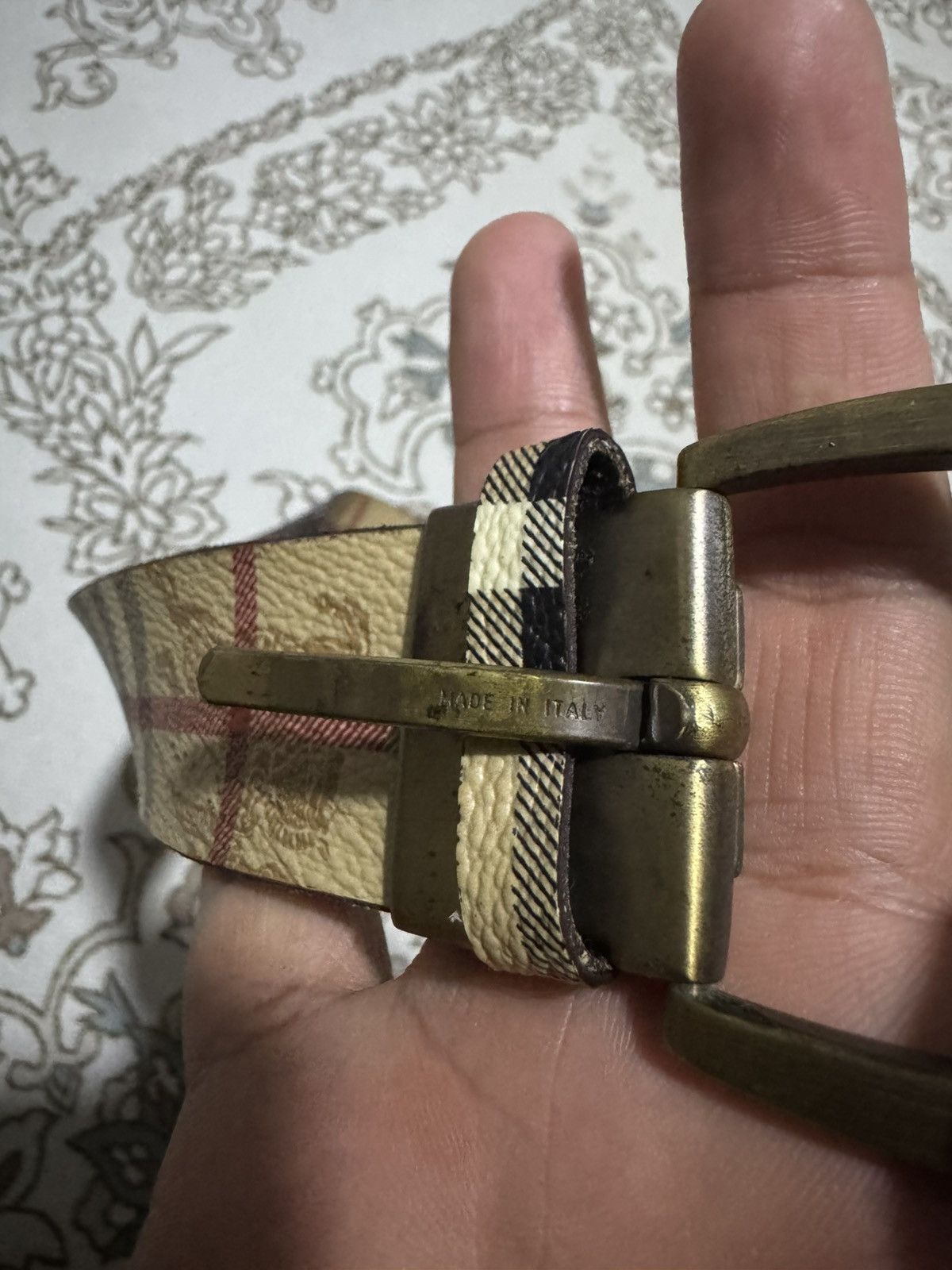 Burberry × Vintage Vtg 🇮🇹 Iconic Burberry Nova Check Leather Belt Size ONE SIZE - 4 Thumbnail