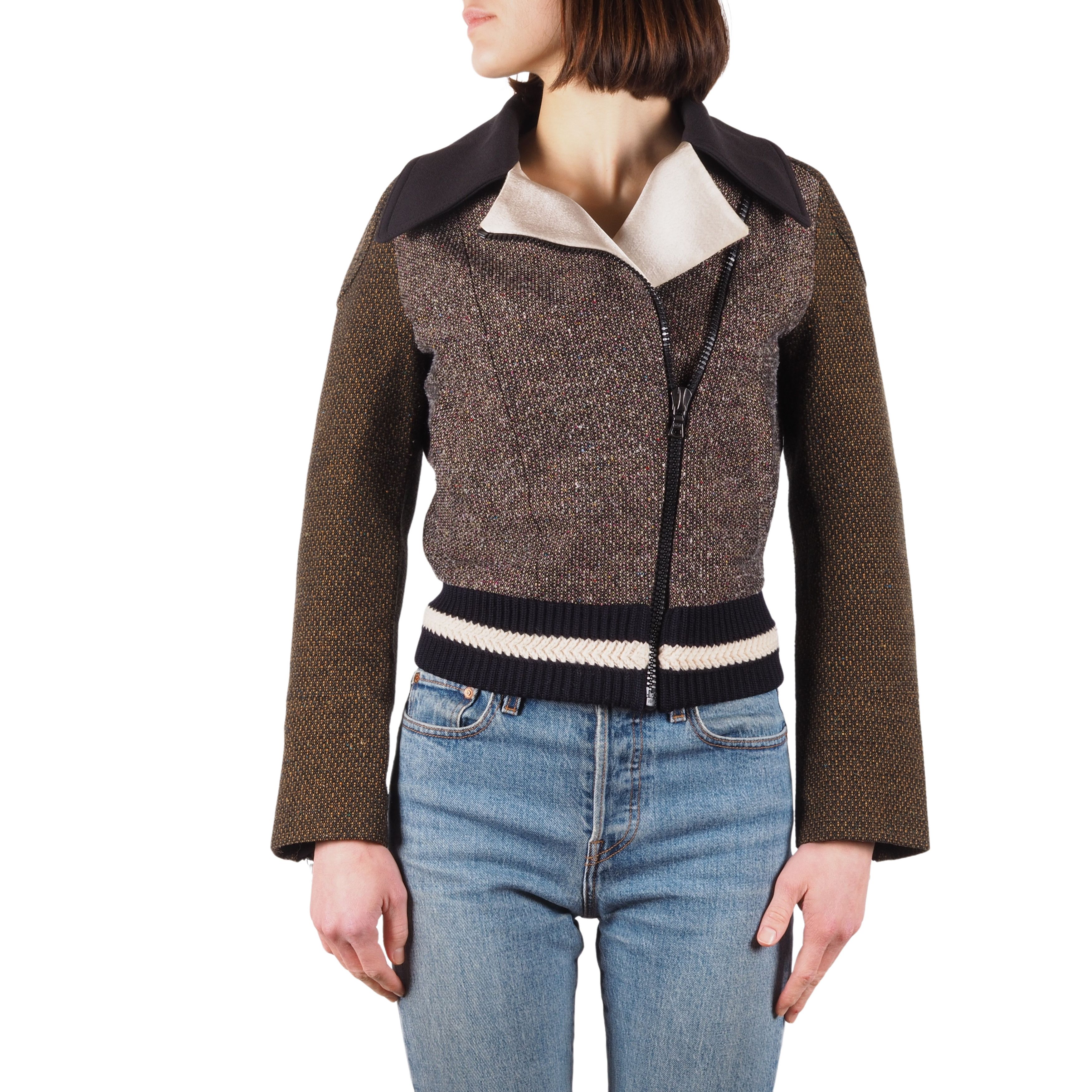 ブルゾン Stella Mccartney White Wool Bomber Jacket With Fringes Stella McCartney Stella Mccartney White Wool Bomber Jacket
