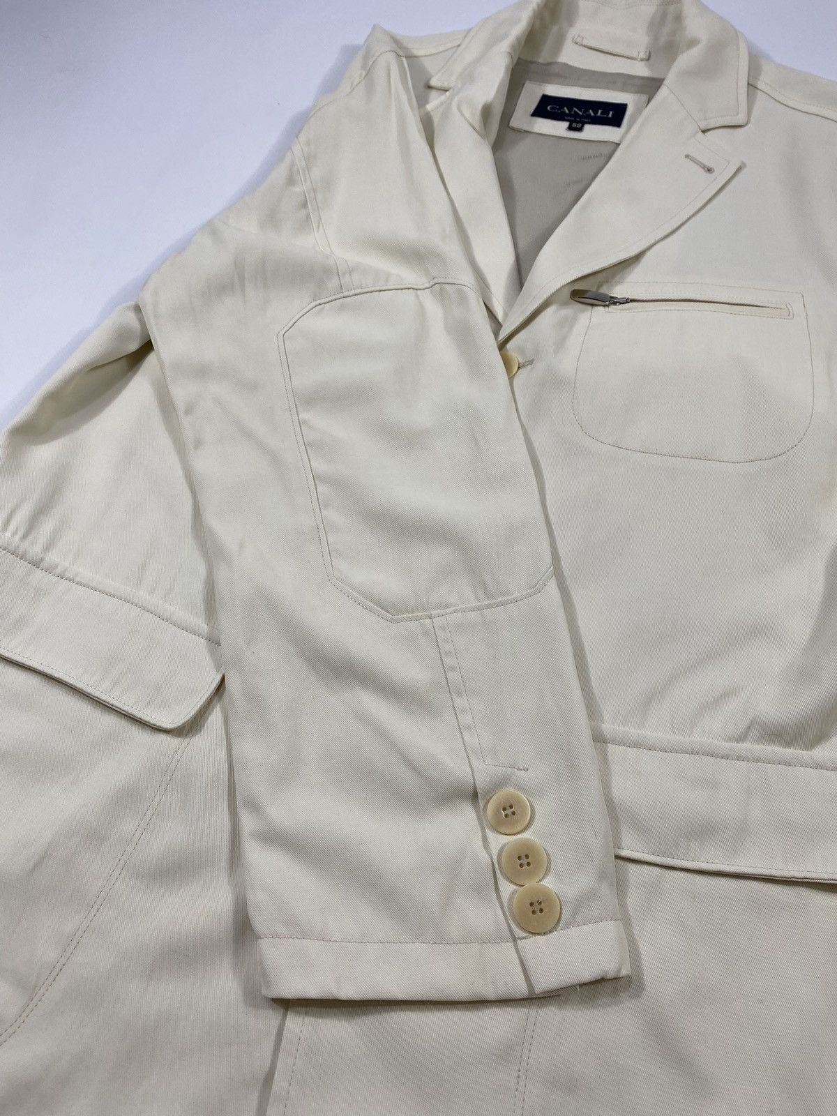 Canali 🔥LASTDROP🔥 Canali Milk Nylon Zip Pocket Blazer Nylon Jacket Size US XL / EU 56 / 4 - 18 Thumbnail