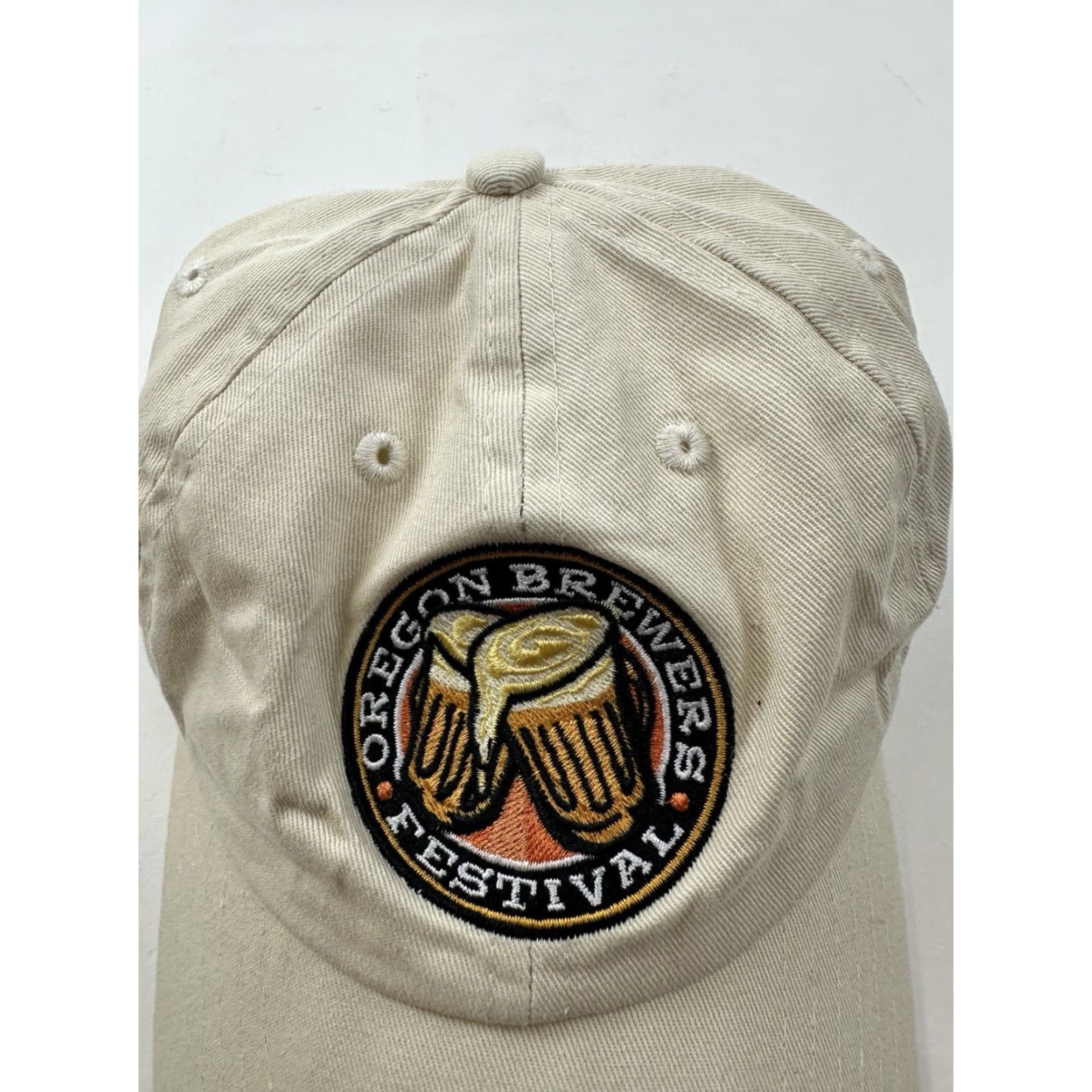 Vintage Oregon Brewers Festival Hat Adult Beige Adjustable Strapback Baseball Cap Dad Style Mens Adjustable Beige Strapback Cap Size ONE SIZE - 2 Thumbnail