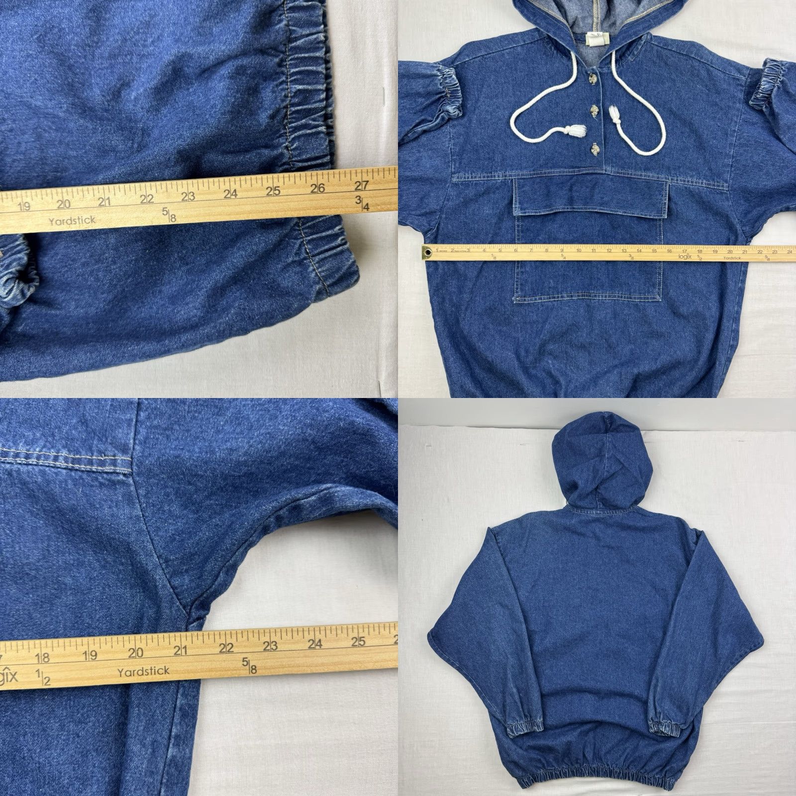 Denime VINTAGE Vivaldi Denim Anorak Jacket Unisex Adults Small Blue 1980s Casual Made in USA Size US 29 - 8 Thumbnail