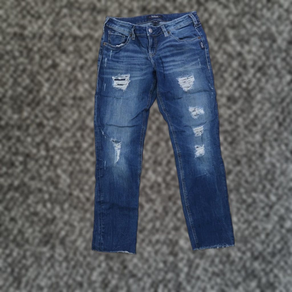 Silver Jeans Co. Silver Jeans Women Jeans 28x26 Straight Leg Denim Stretch Blue Slim 5-Pocket Mens Womens Girls? Size 28" / US 6 / IT 42 - 1 Thumbnail