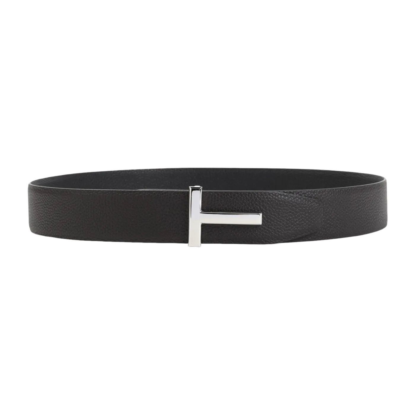 TOM FORD Brown/Black Leather 40mm T Belt New And Authentic (