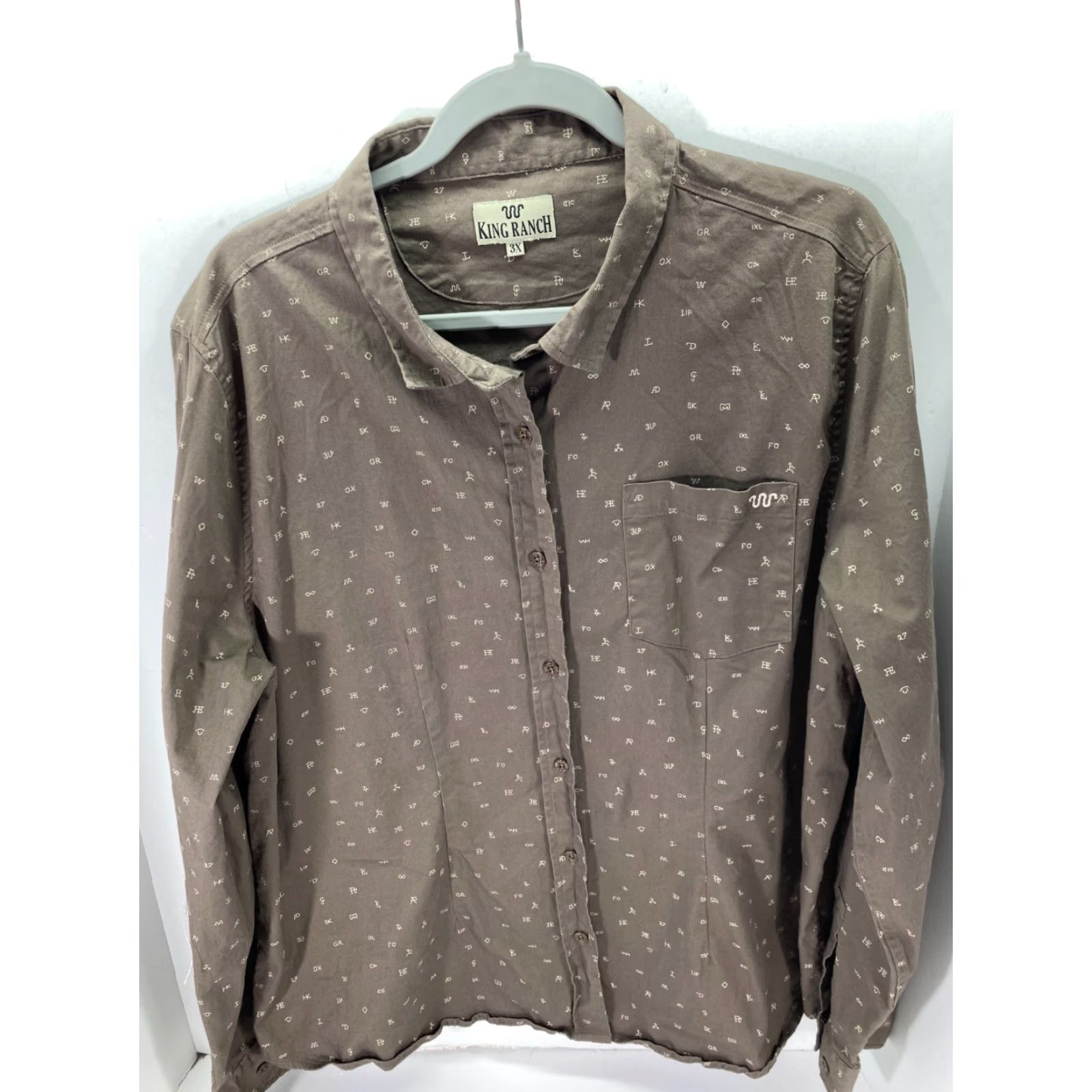 Vintage King Ranch Shirt Western Scatter Print Long Sleeve Pocket 3X Brown Womens Size XXL / US 16-18 / IT 52-54 - 2 Thumbnail
