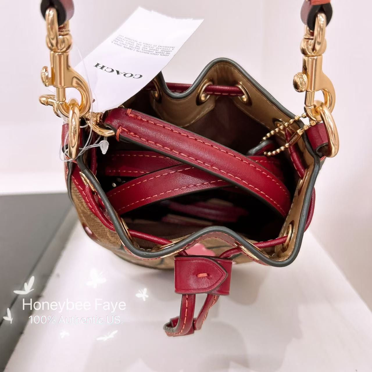 Coach 🍒 Mini Bucket Bag In Signature Canvas With Cherry CY738 Size ONE SIZE - 4 Thumbnail