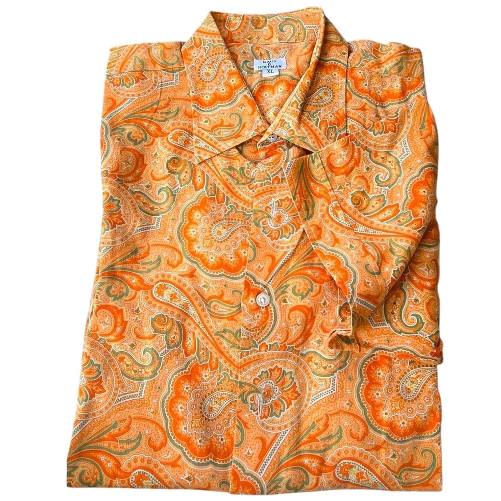 Maus & Hoffman Vintage Maus & Hoffman Orange Cabana Palm Beach Shirt XL Size US XL / EU 56 / 4 - 8 Thumbnail