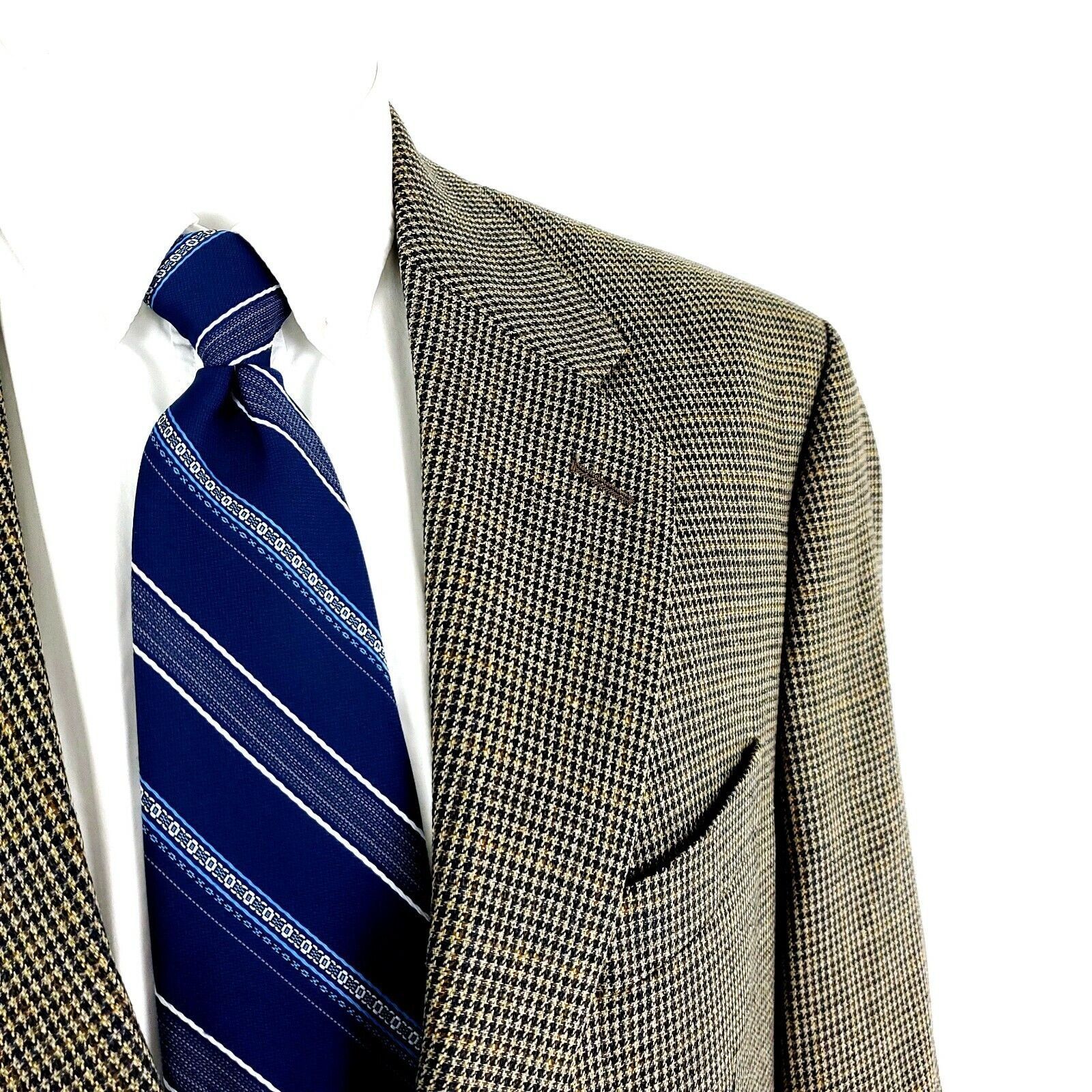 Ralph Lauren Chaps Ralph Lauren Wool Silk 2 Button Blazer 42L Tan Blue Ho Size 42L - 2 Thumbnail