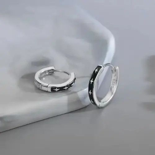 Japanese Brand 925 Silver Plated Small Silver Hoop Earrings for Men Women Size ONE SIZE - 1 Thumbnail