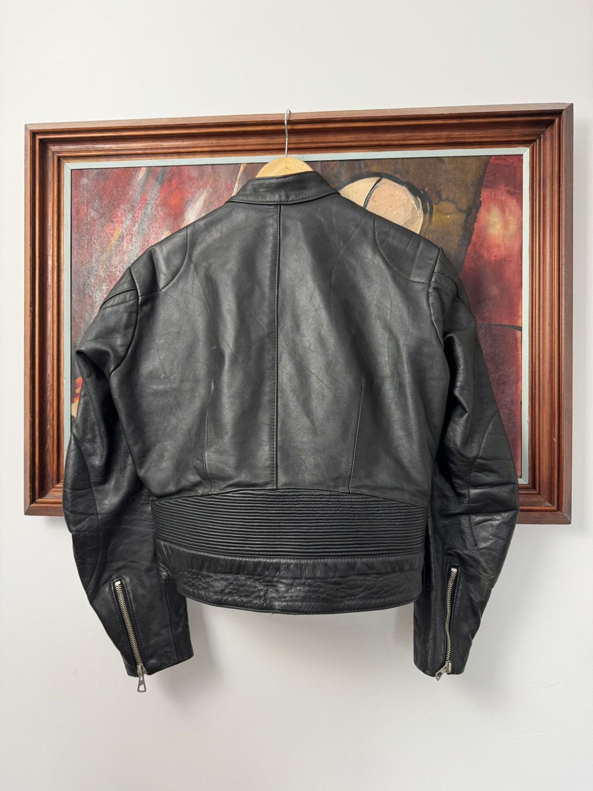 Vintage Vintage 90s Cropped Boxy Leather Racing Jacket Avant Garde Size US S / EU 44-46 / 1 - 4 Thumbnail
