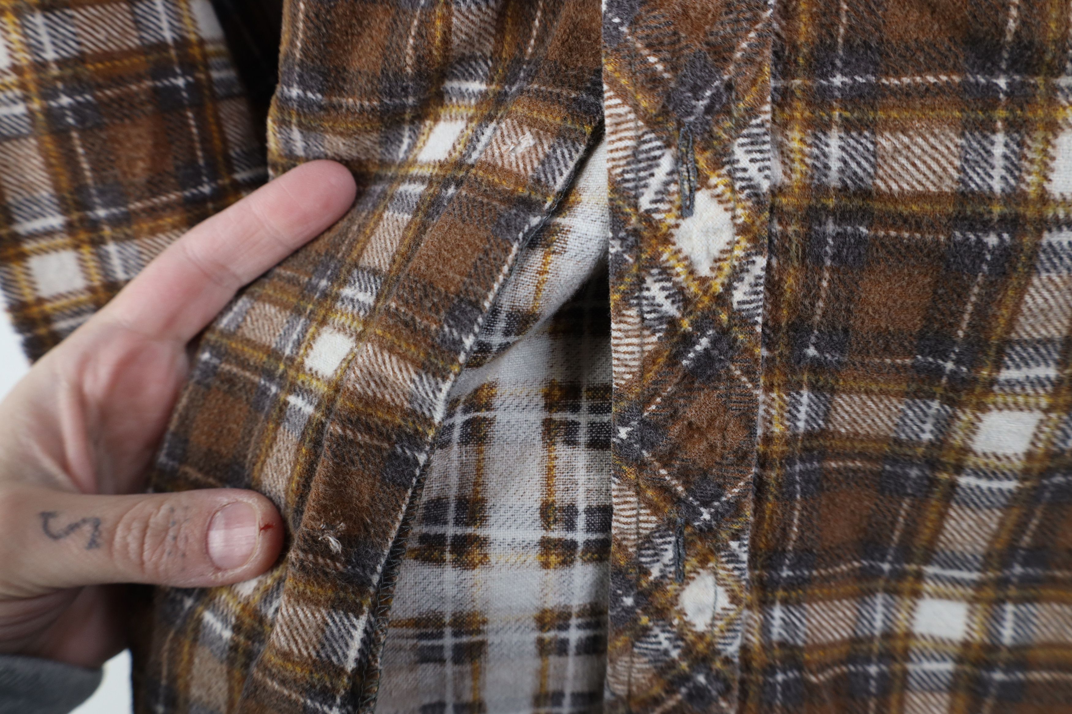 Vintage Vintage 70s Streetwear Collared Button Shirt Brown Plaid Size US XL / EU 56 / 4 - 4 Thumbnail