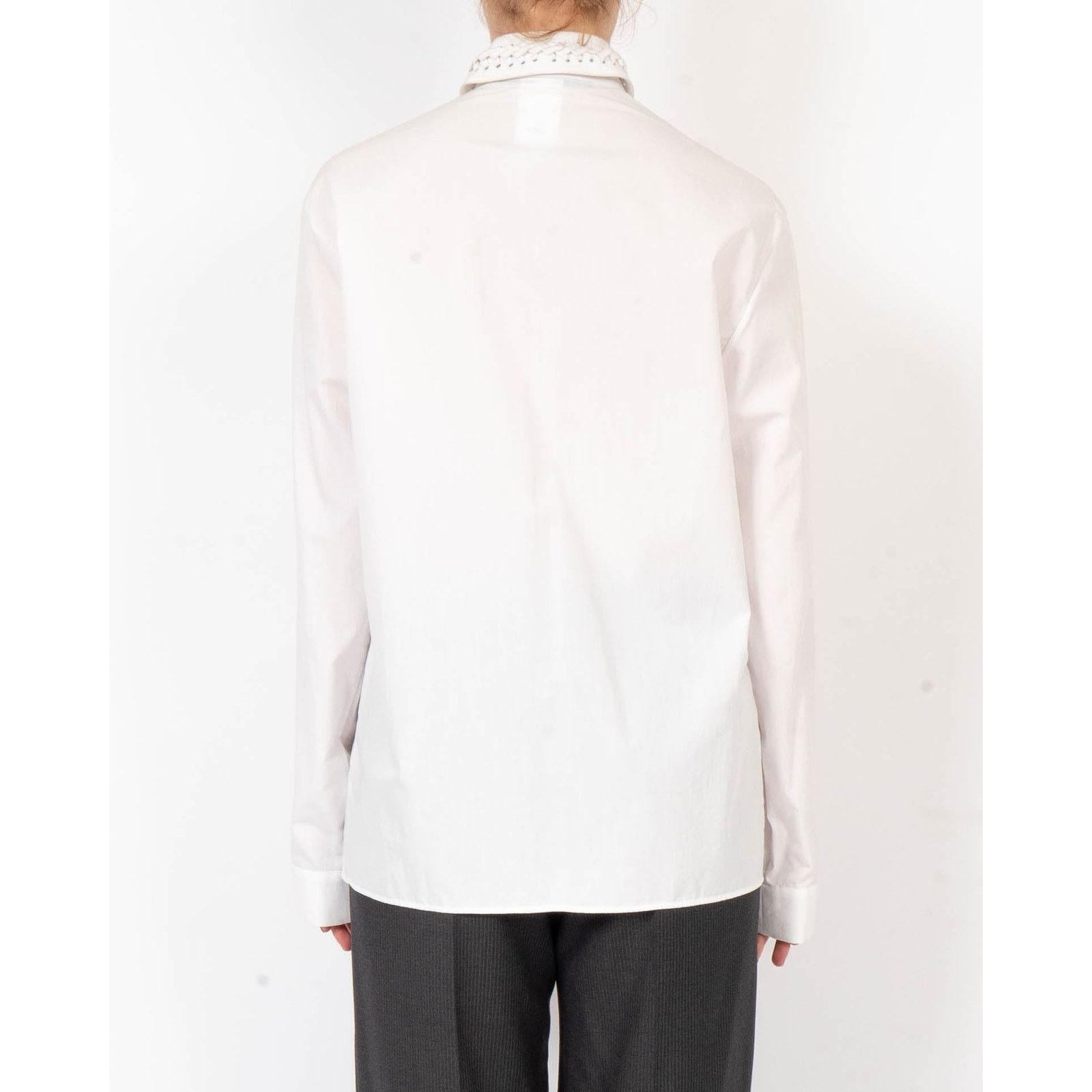 Haider Ackermann FW19 Laced Collar Shirt in White Cotton Size S / US 4 / IT 40 - 3 Thumbnail