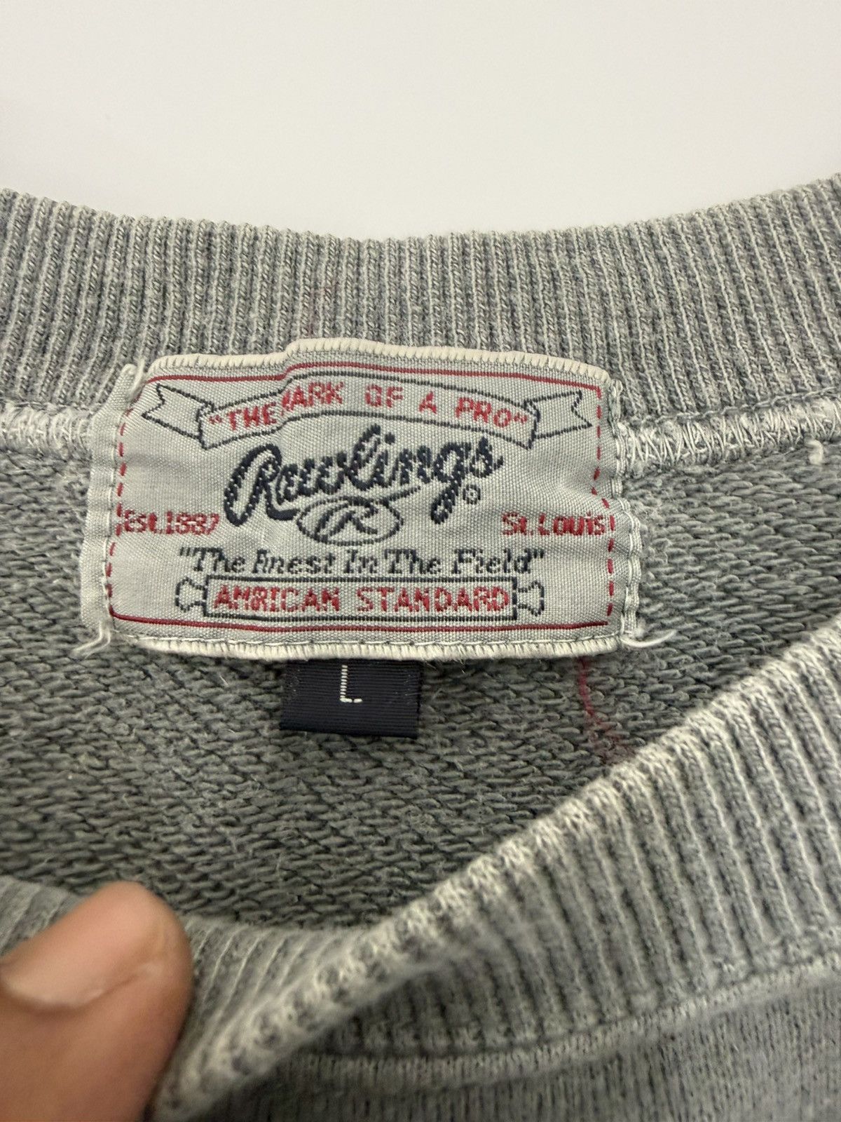 Asics 🔥 Rawlings JPN Sportwear Distressed Grey Spellout logo Sweat Size US M / EU 48-50 / 2 - 8 Thumbnail