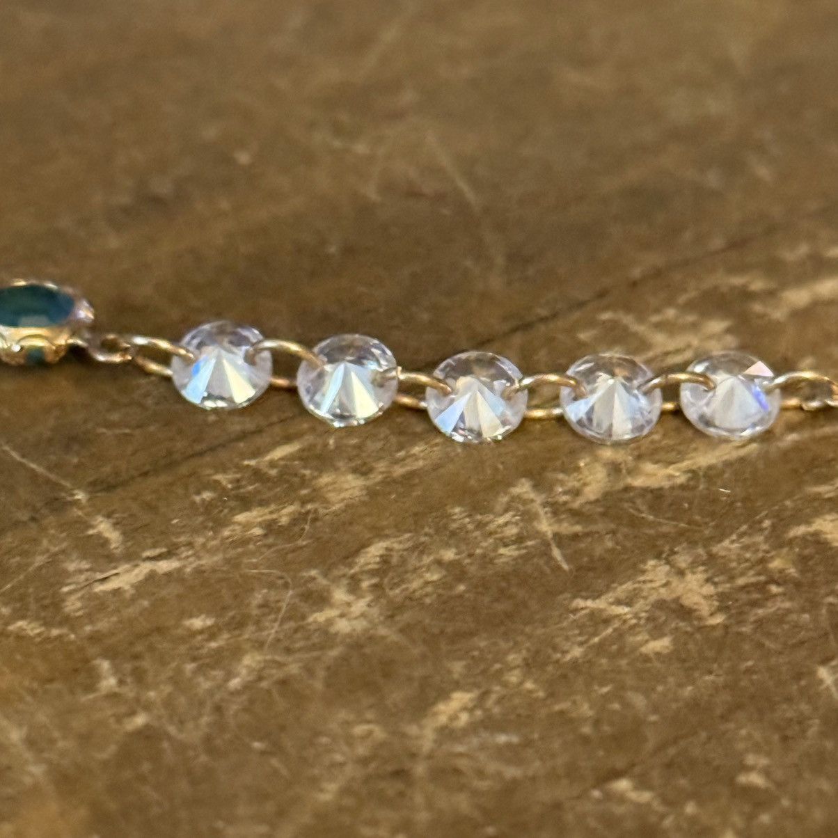 Other Gold tone teal and clear cubic zirconia crystal necklace Size ONE SIZE - 3 Thumbnail
