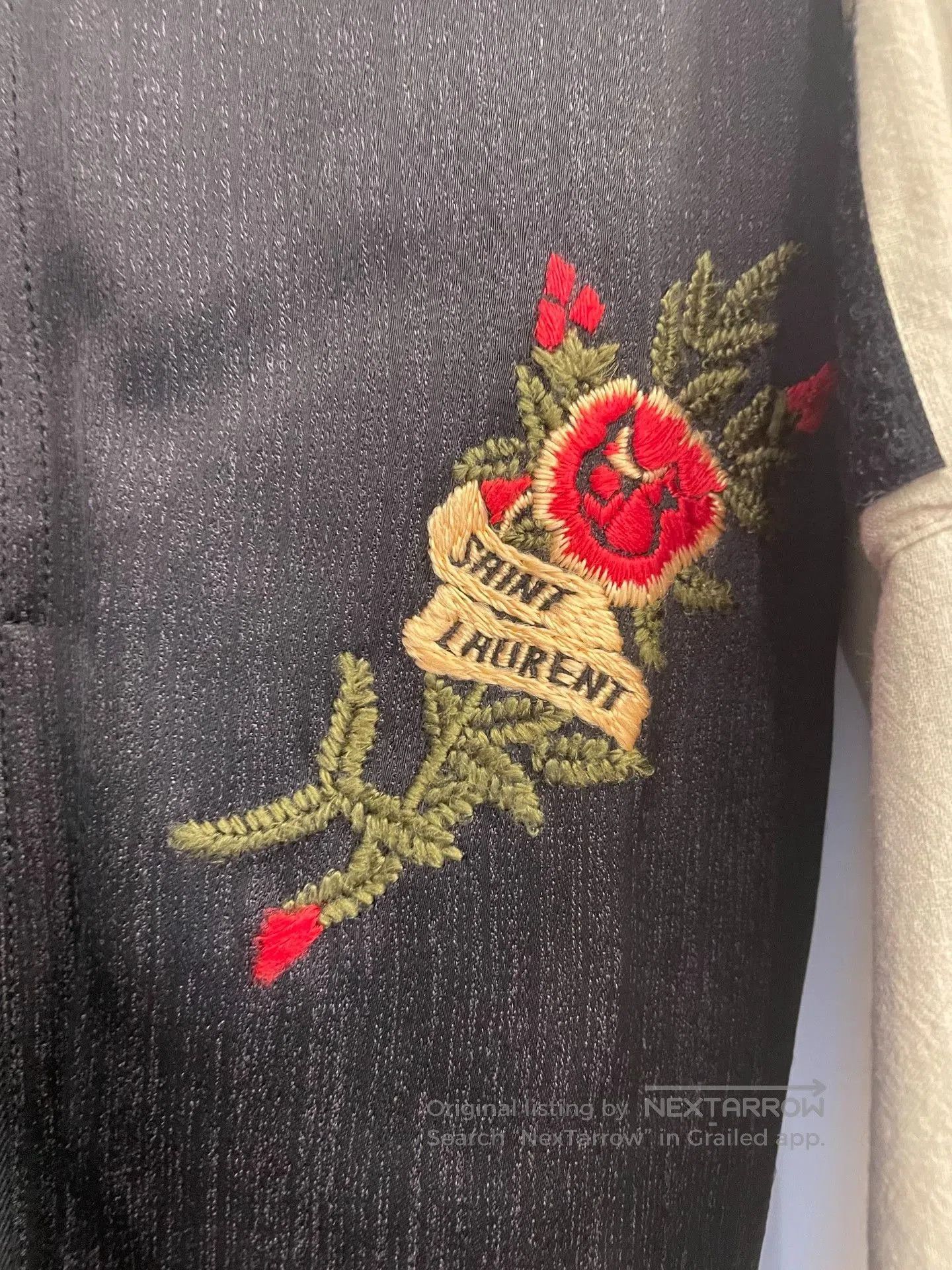 Saint Laurent Paris YSL Saint Laurent Rose Embroidery Pilot Jacket. Size US M / EU 48-50 / 2 - 4 Thumbnail