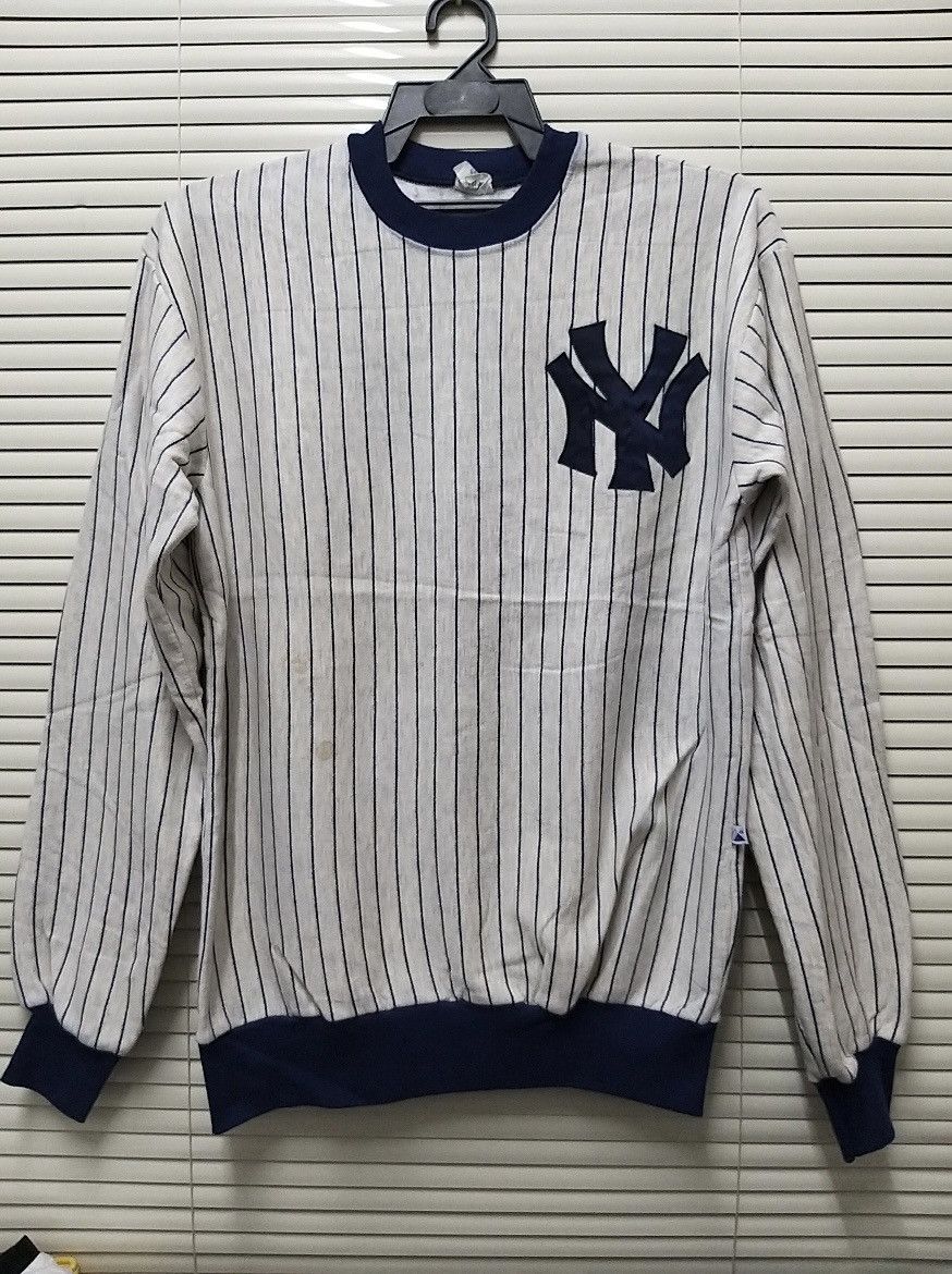 New York Yankees VINTAGE 90s NEW YORK YANKEES STRIPE PULLOVER SWEATSHIRT Size US M / EU 48-50 / 2 - 1 Thumbnail