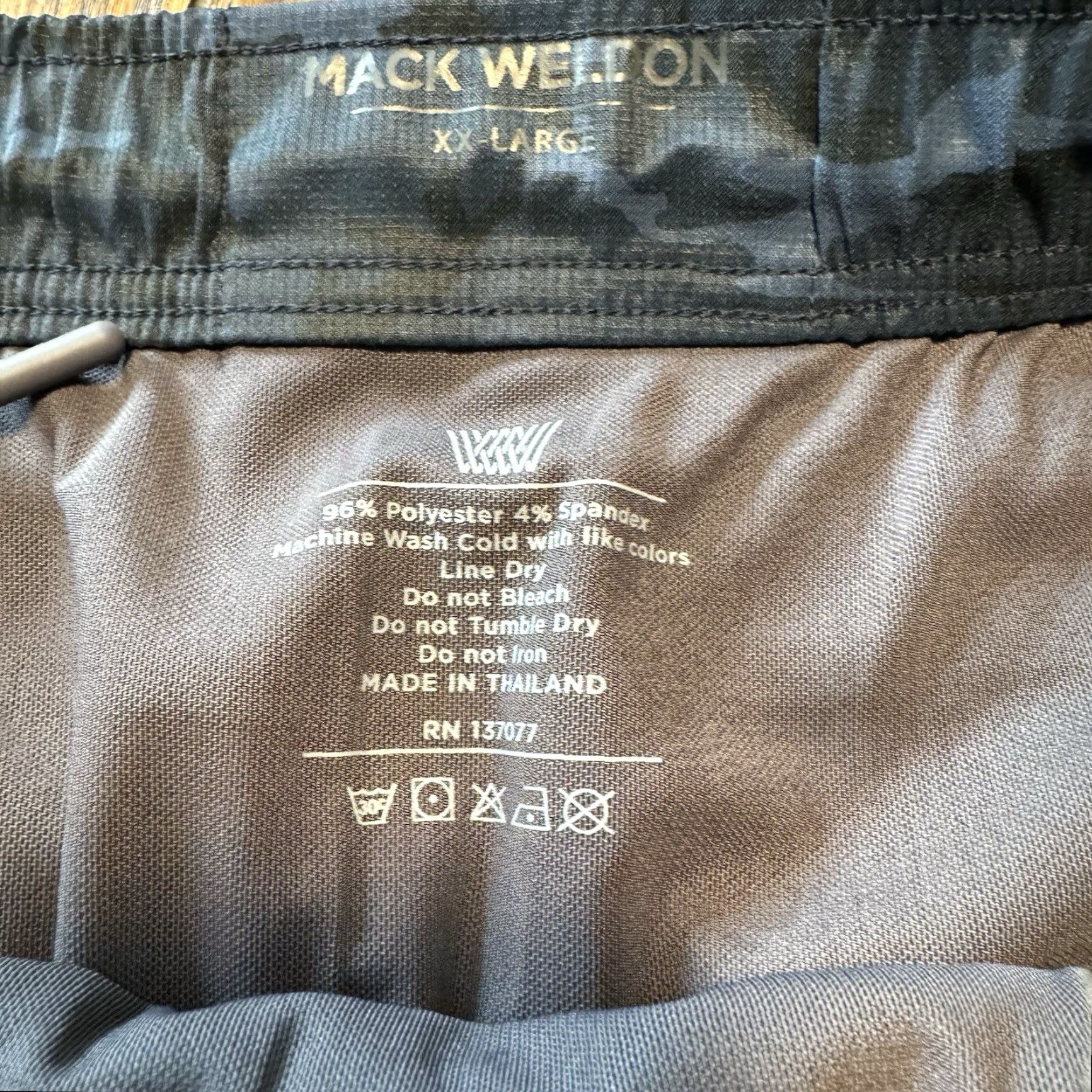 Vintage Mack Weldon Men's Size Medium 6" Camo Shorts Athletic Drawstring Blue Black Jersey Lightweight Pockets Size US 39 - 6 Thumbnail