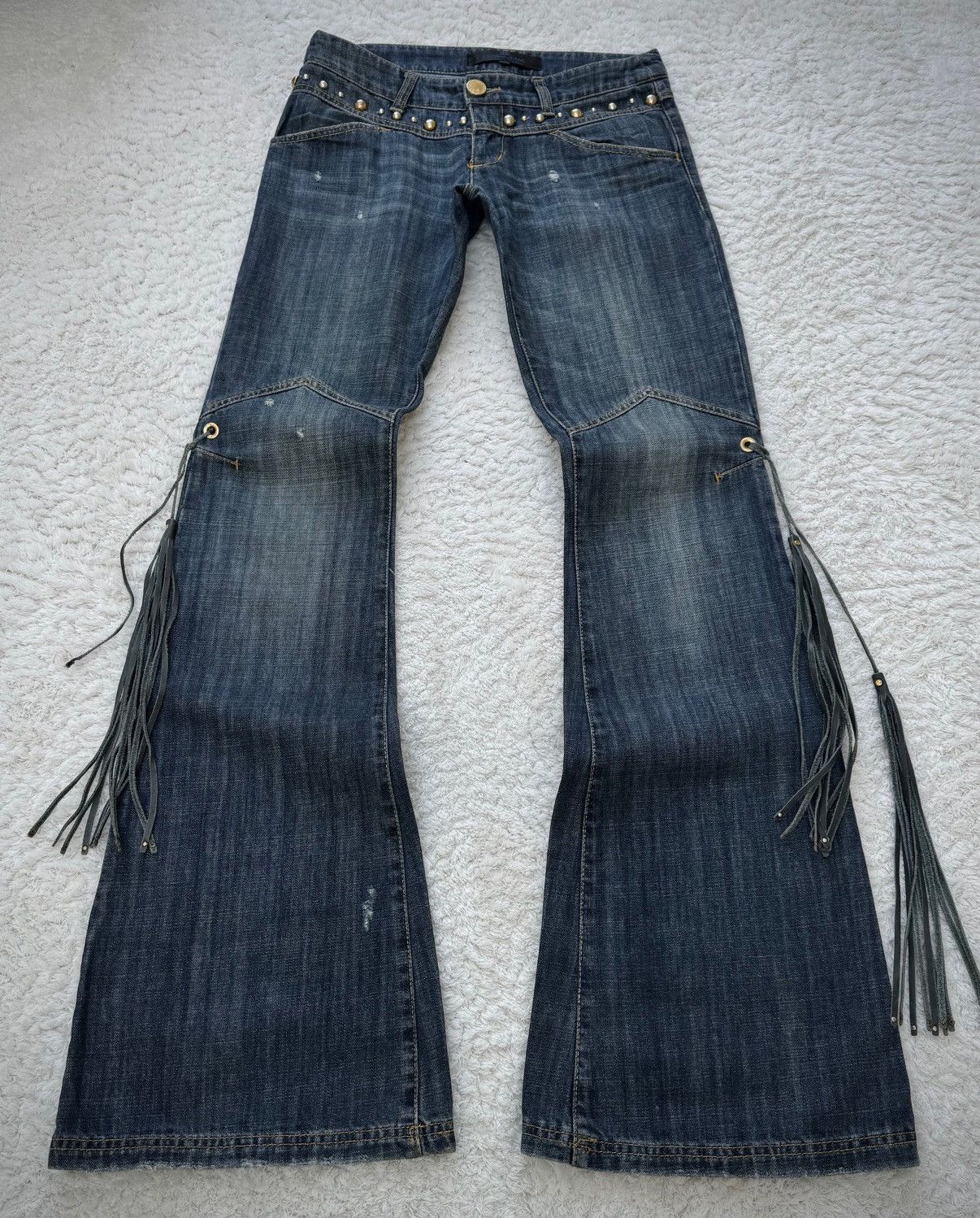 If Six Was Nine × Japanese Brand Celyn B. Sword Knee Tassel Flared Jeans Size US 29 - 1 Thumbnail