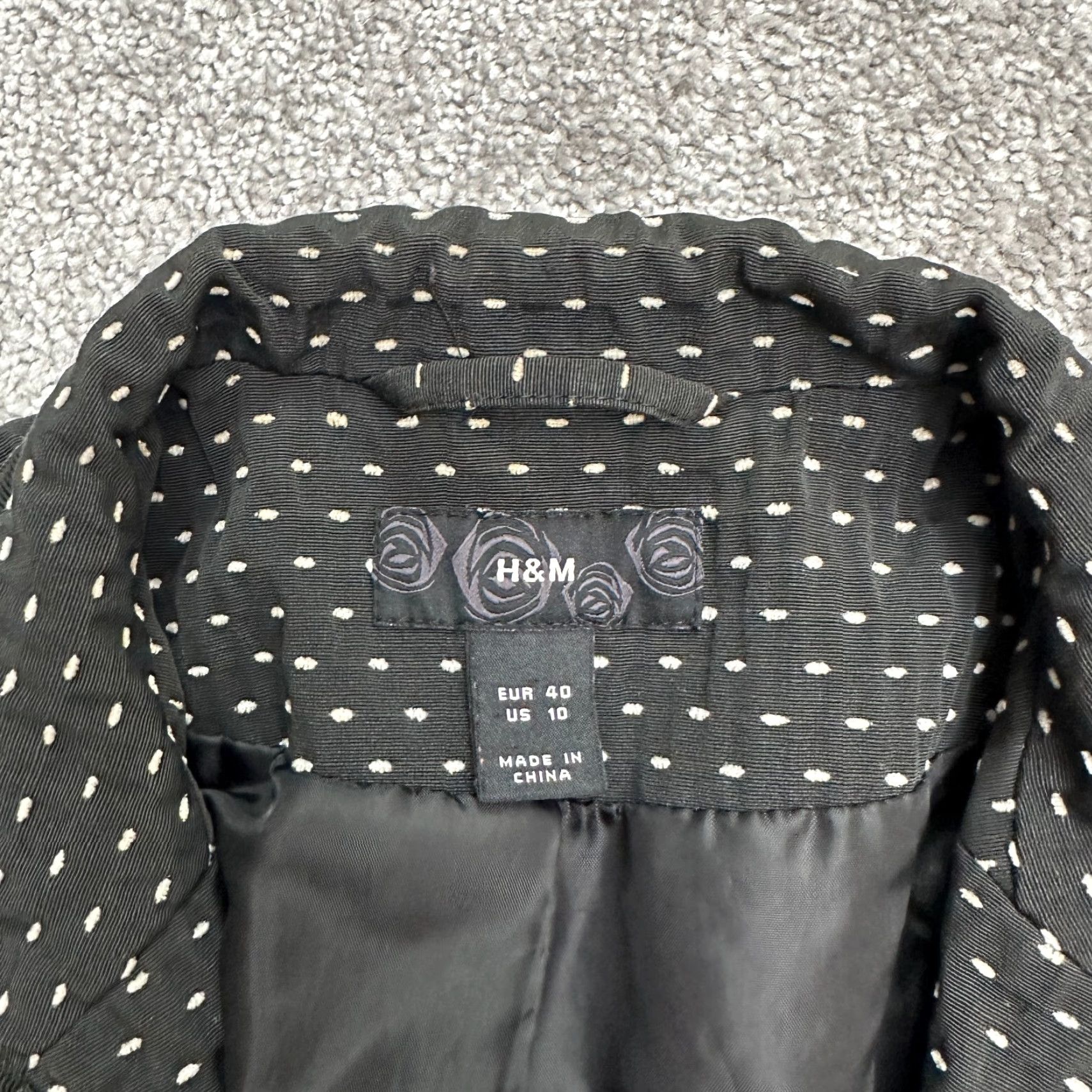 H&M H&M Jacket Women 10 Black White Polka Dot Lined Single Breasted Work Size L / US 10 / IT 46 - 5 Thumbnail