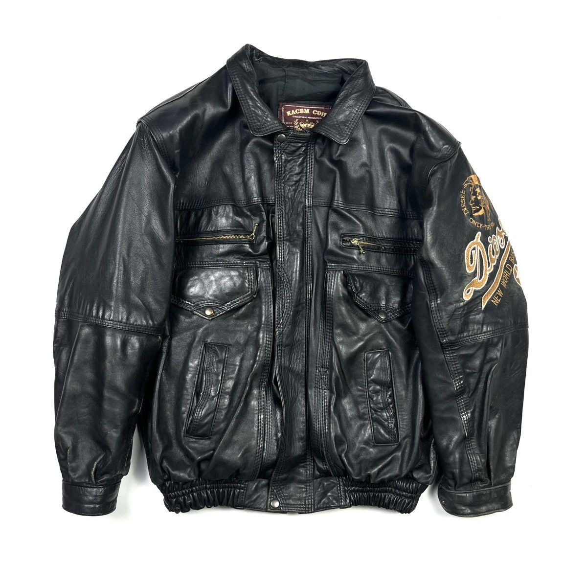 Diesel 90s Diesel Motorcycle Leather Jacket Vintage Black Size US XXL / EU 58 / 5 - 1 Thumbnail