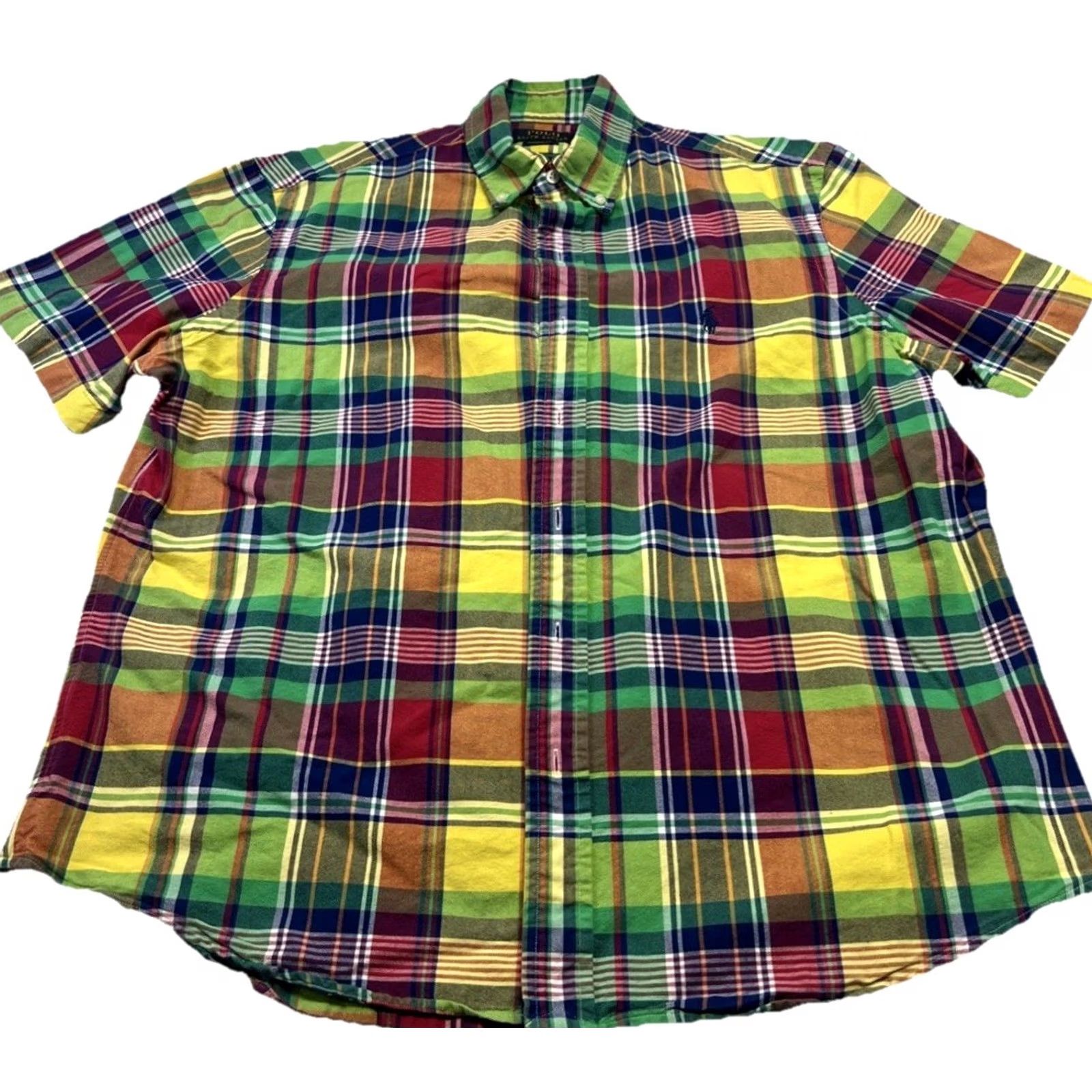 Polo Ralph Lauren Polo Ralph Lauren Shirt Mens L Multicolor Plaid Button-Down Short Sleeve Classic Fit Madras Size US L / EU 52-54 / 3 - 2 Thumbnail