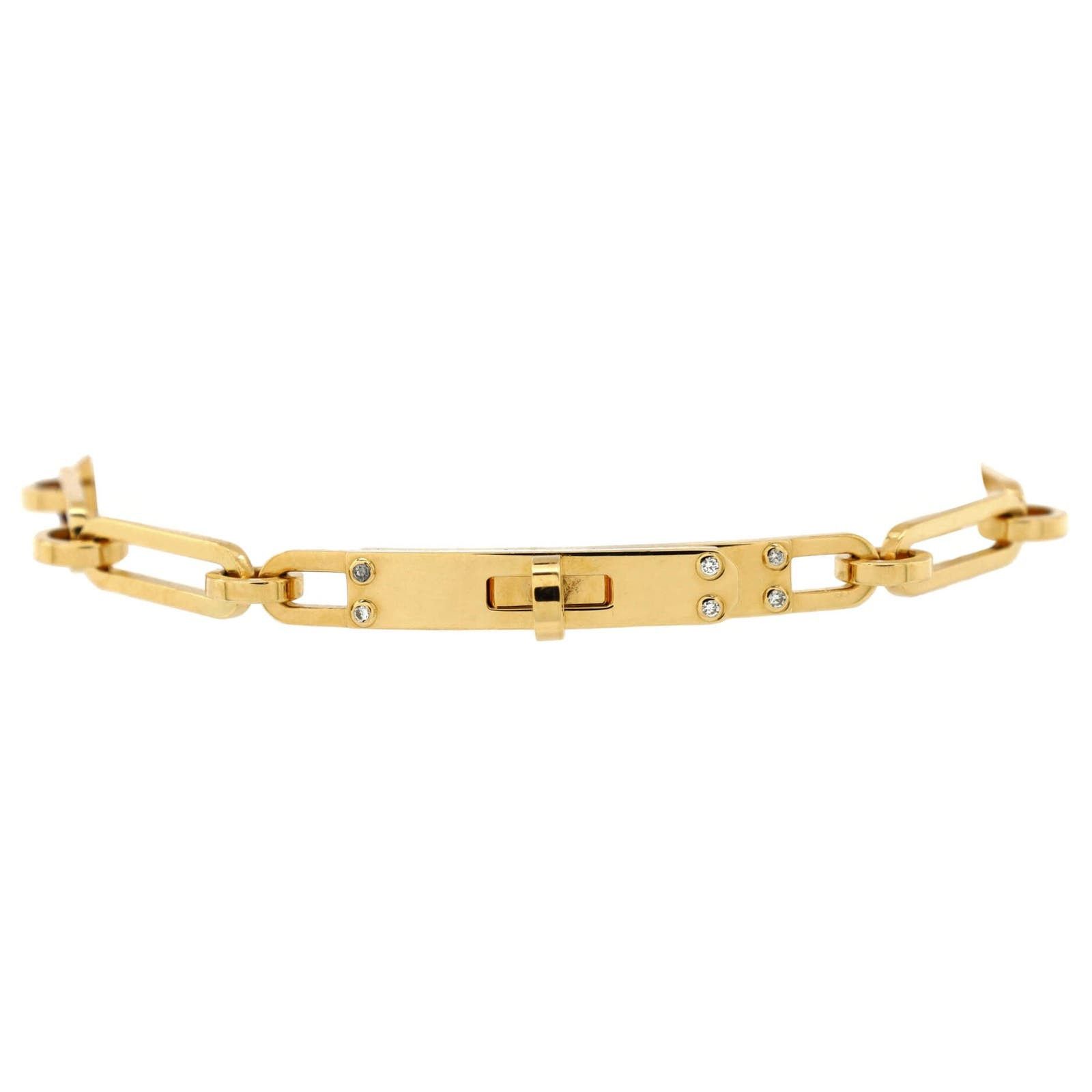 image of Hermes Kelly Chaine Bracelet 18K Yellow Gold With Diamonds Small, Women's