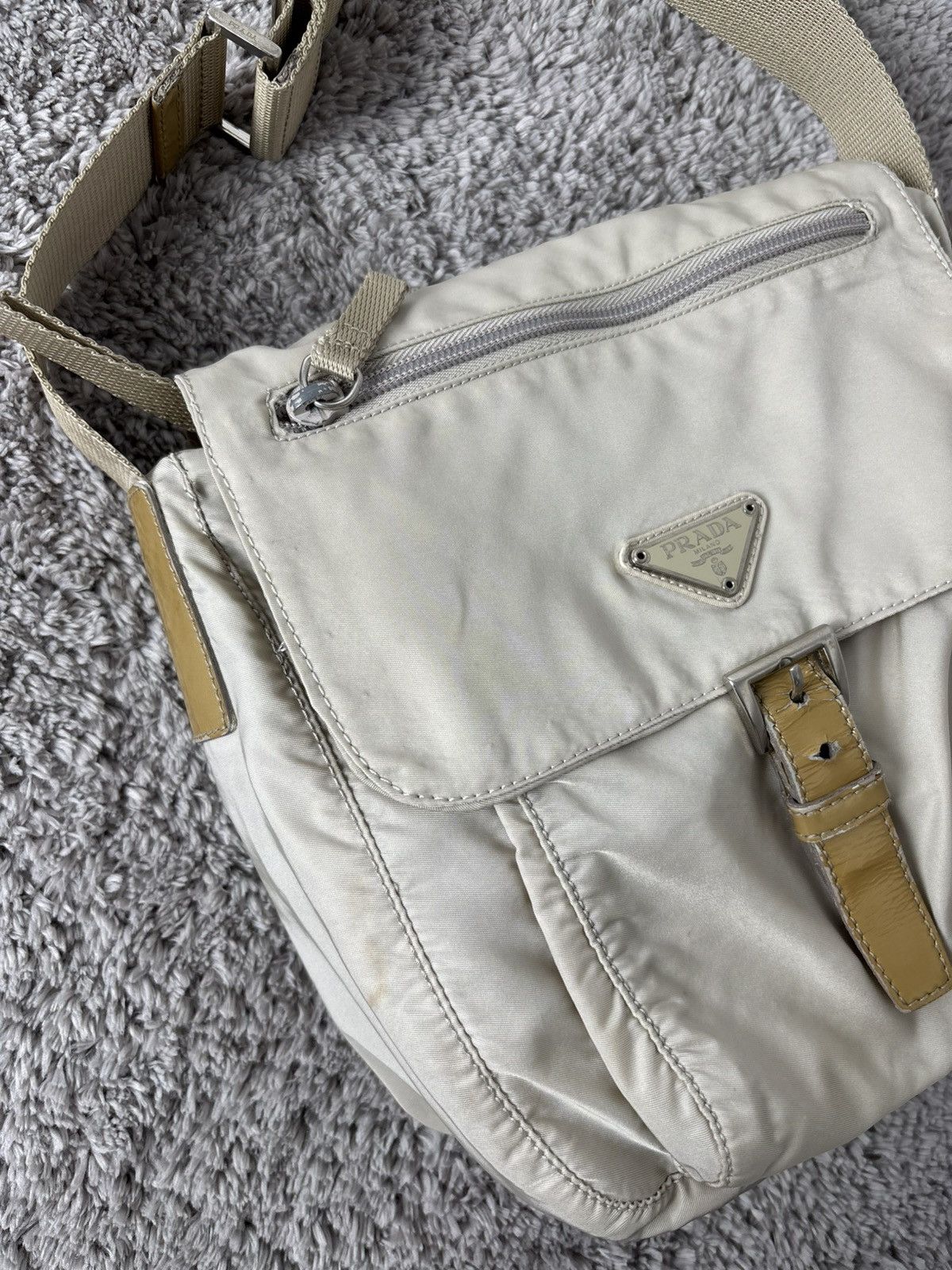 Prada Prada Milano Nylon Beige Messenger Bag Size ONE SIZE - 4 Thumbnail