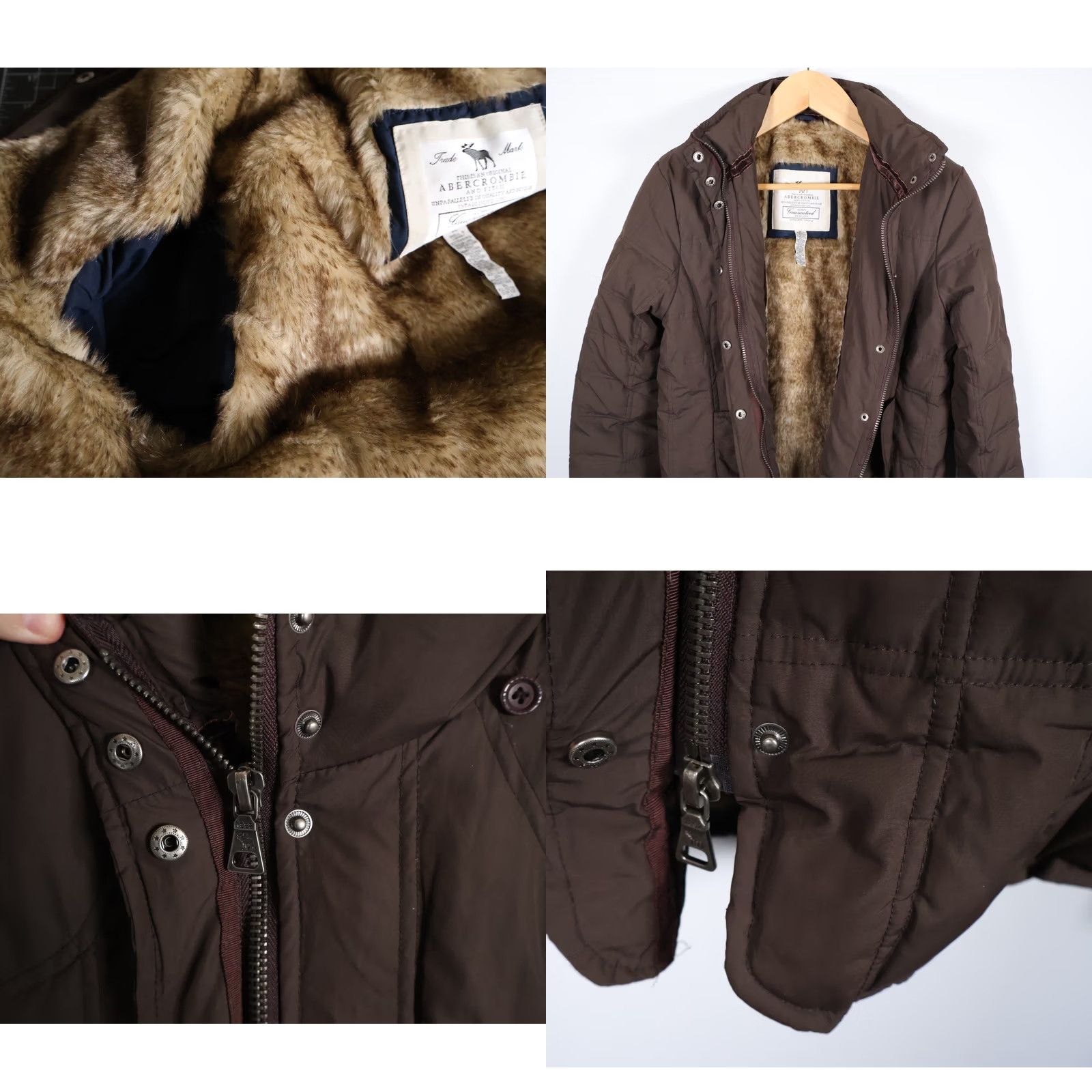 Abercrombie & Fitch Abercrombie & Fitch Jacket Women's XL Brown Faux Fur Lined Down Insulated Slim Puffer Jacket Size XL / US 12-14 / IT 48-50 - 9 Thumbnail