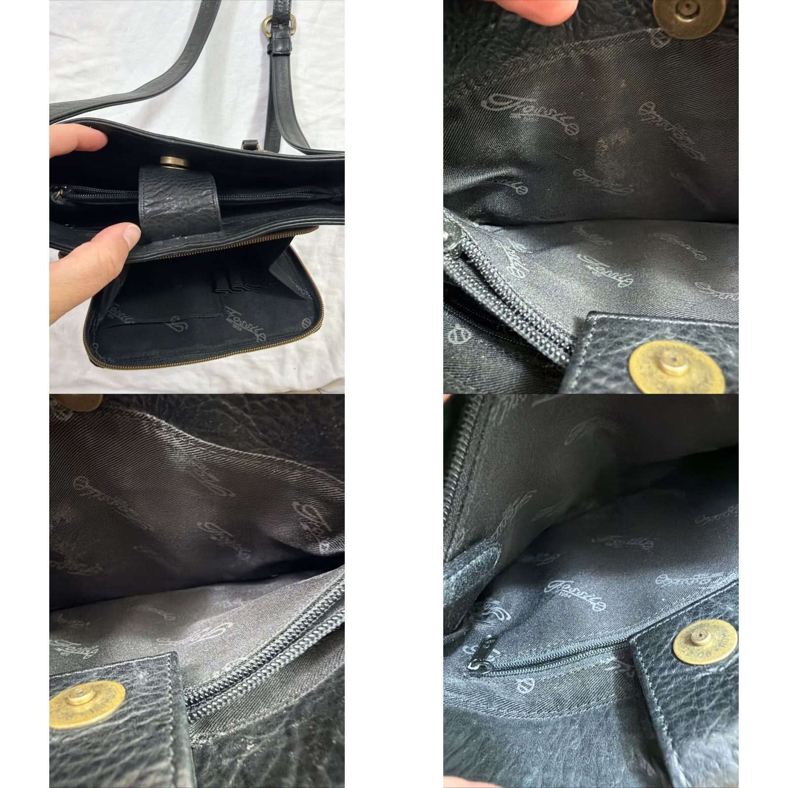 Fossil VINTAGE Fossil Pebbled Black Leather Crossbody Purse 9x8.5c3 Size ONE SIZE - 9 Thumbnail