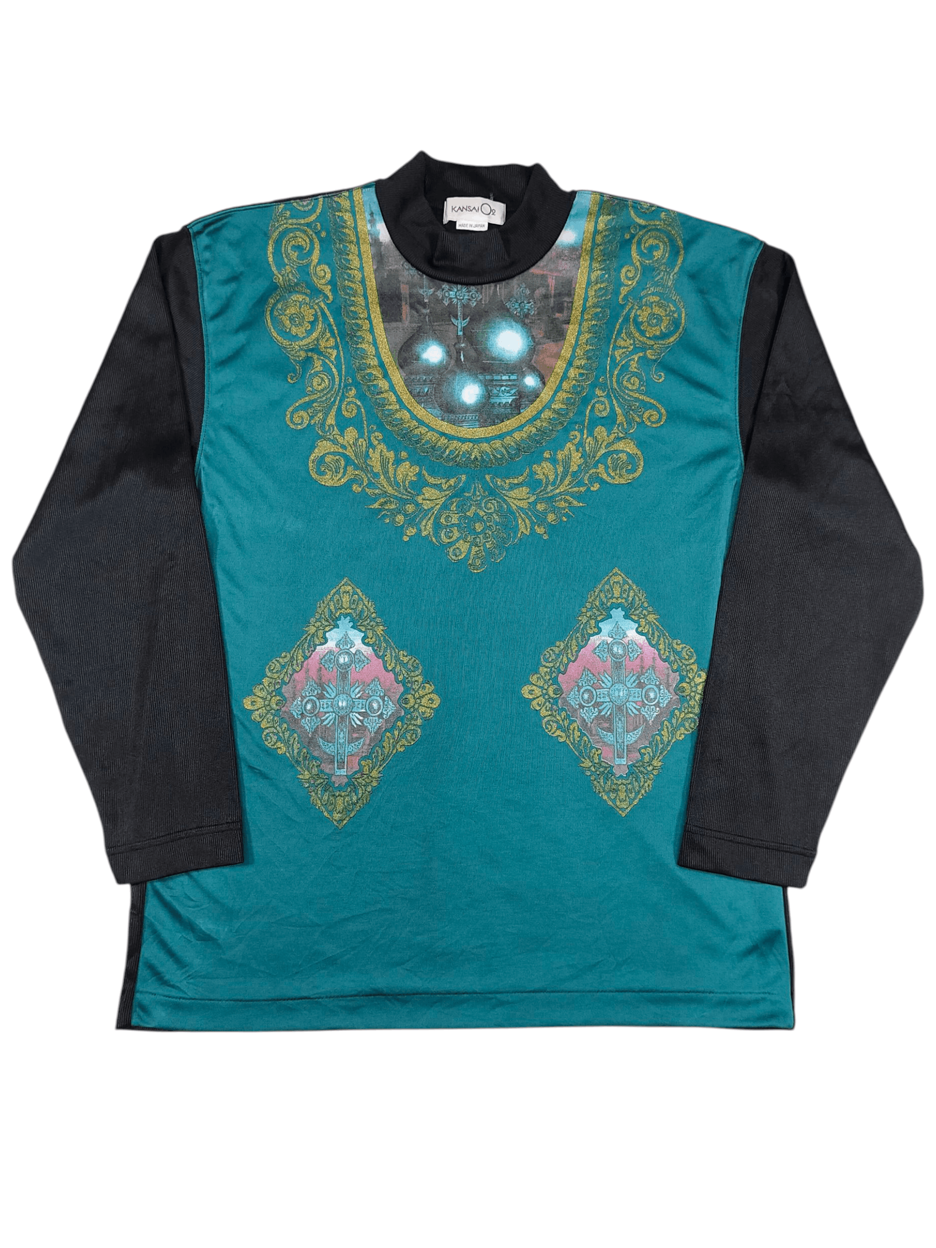 Kansai Yamamoto 80s Kansai O2-Archive Baroque Gothic Cross Graphic Mockneck Size M / US 6-8 / IT 42-44 - 1 Thumbnail