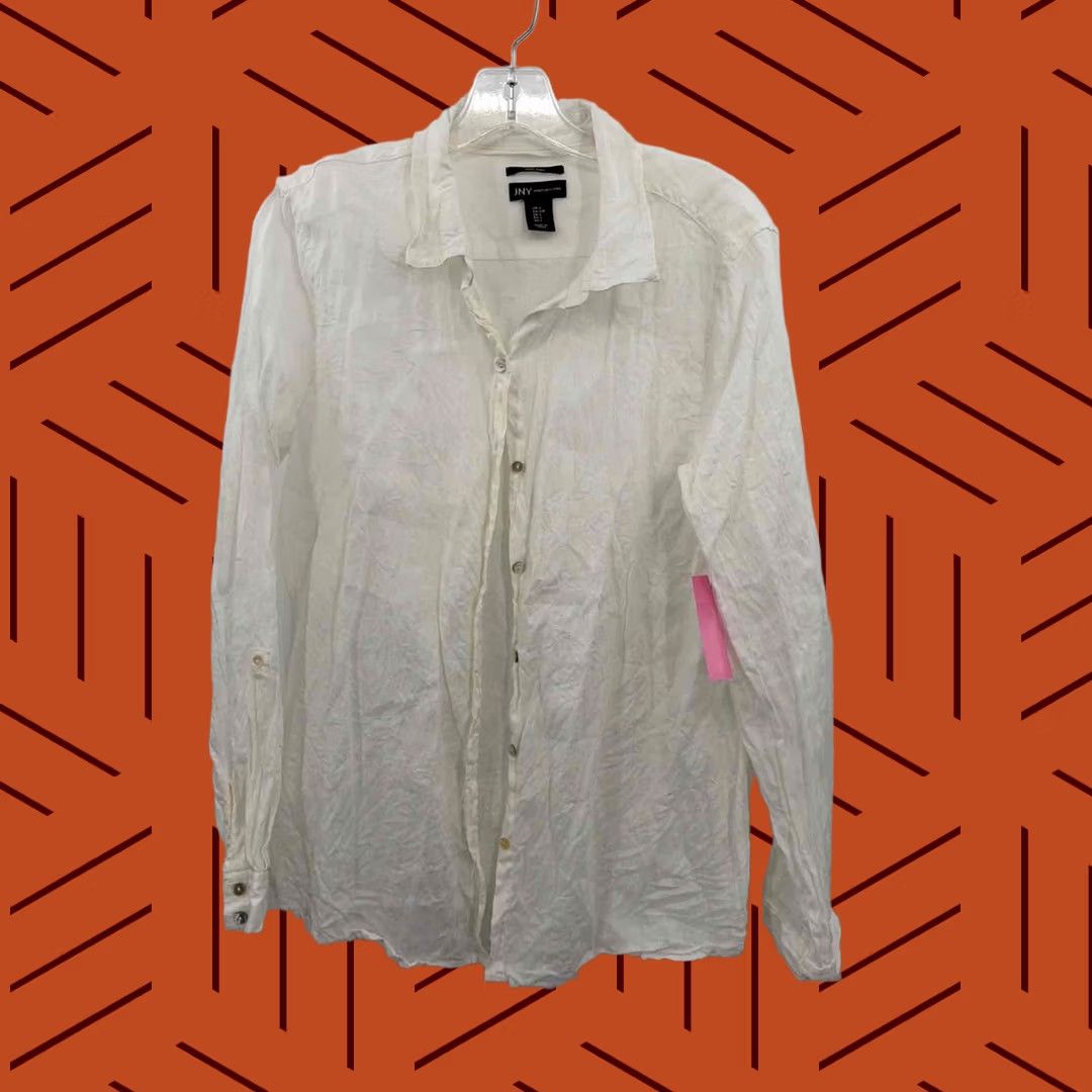 Vintage Jones NY Button Down Shirt Large White Linen Pre-Owned Size L / US 10 / IT 46 - 1 Thumbnail
