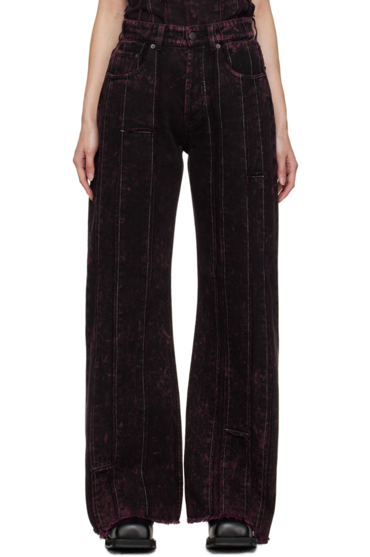 Acne Studios $950 Acne Studios Loose Fit Distressed Striped Jeans Size 29" - 1 Thumbnail